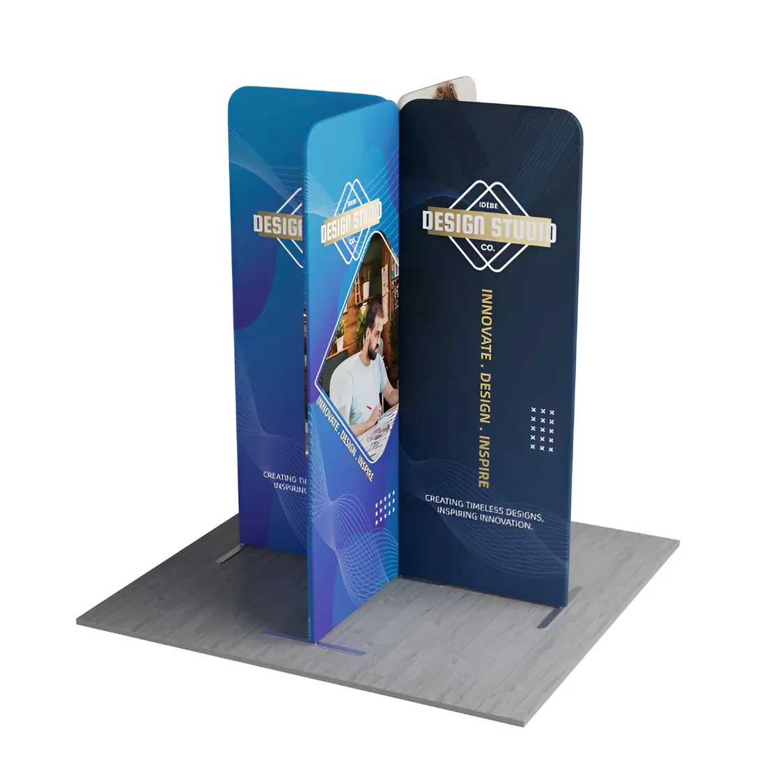 6.5ft Magnetic Modular Fabric Display - Cross Island Shape 13