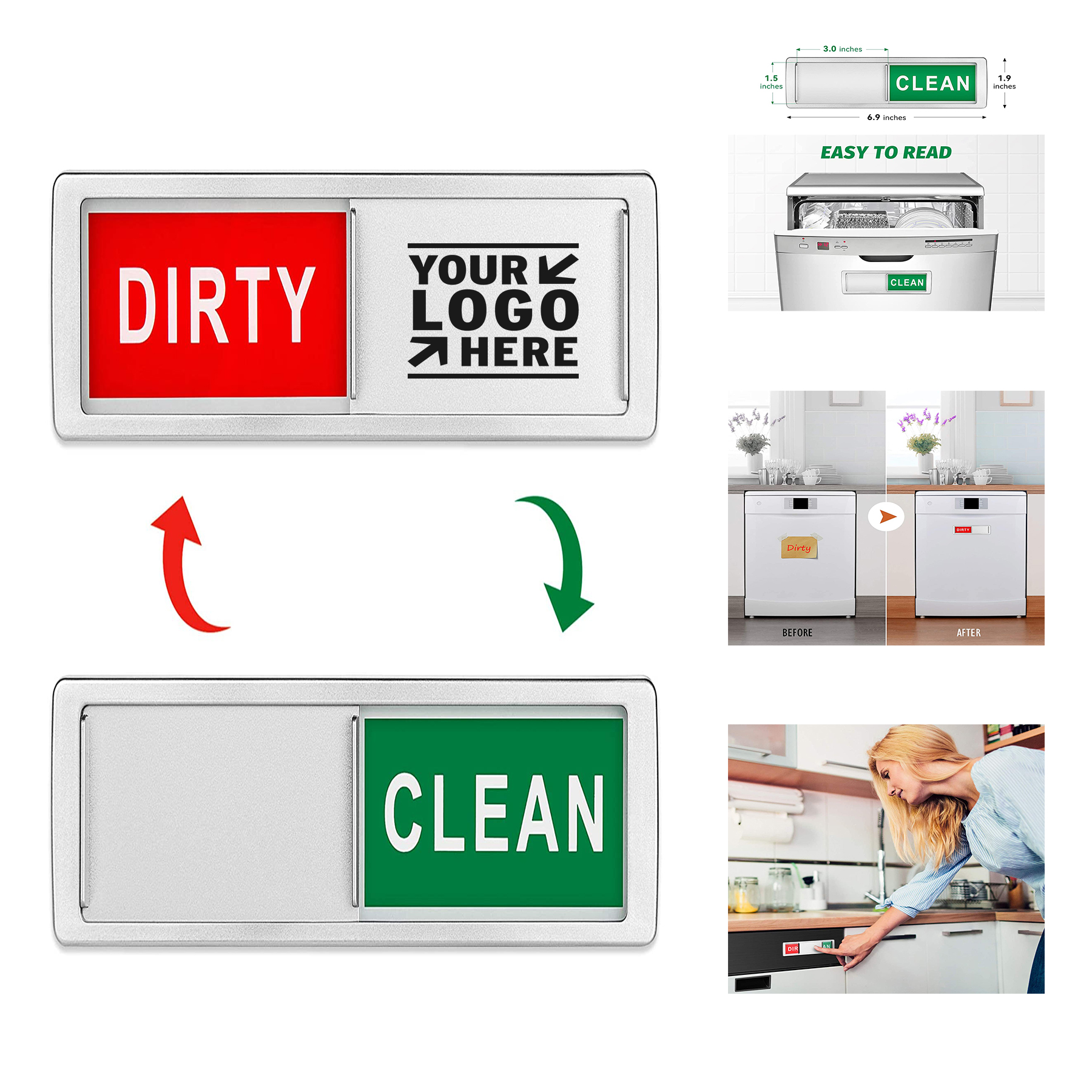 Dishwasher Magnet Clean Dirty Sign