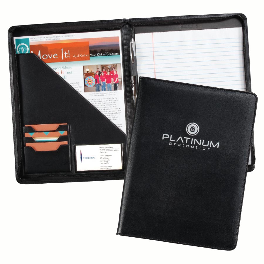 19232 - 12.25 x 9.5 Black Milan Zippered Pad Folder 1