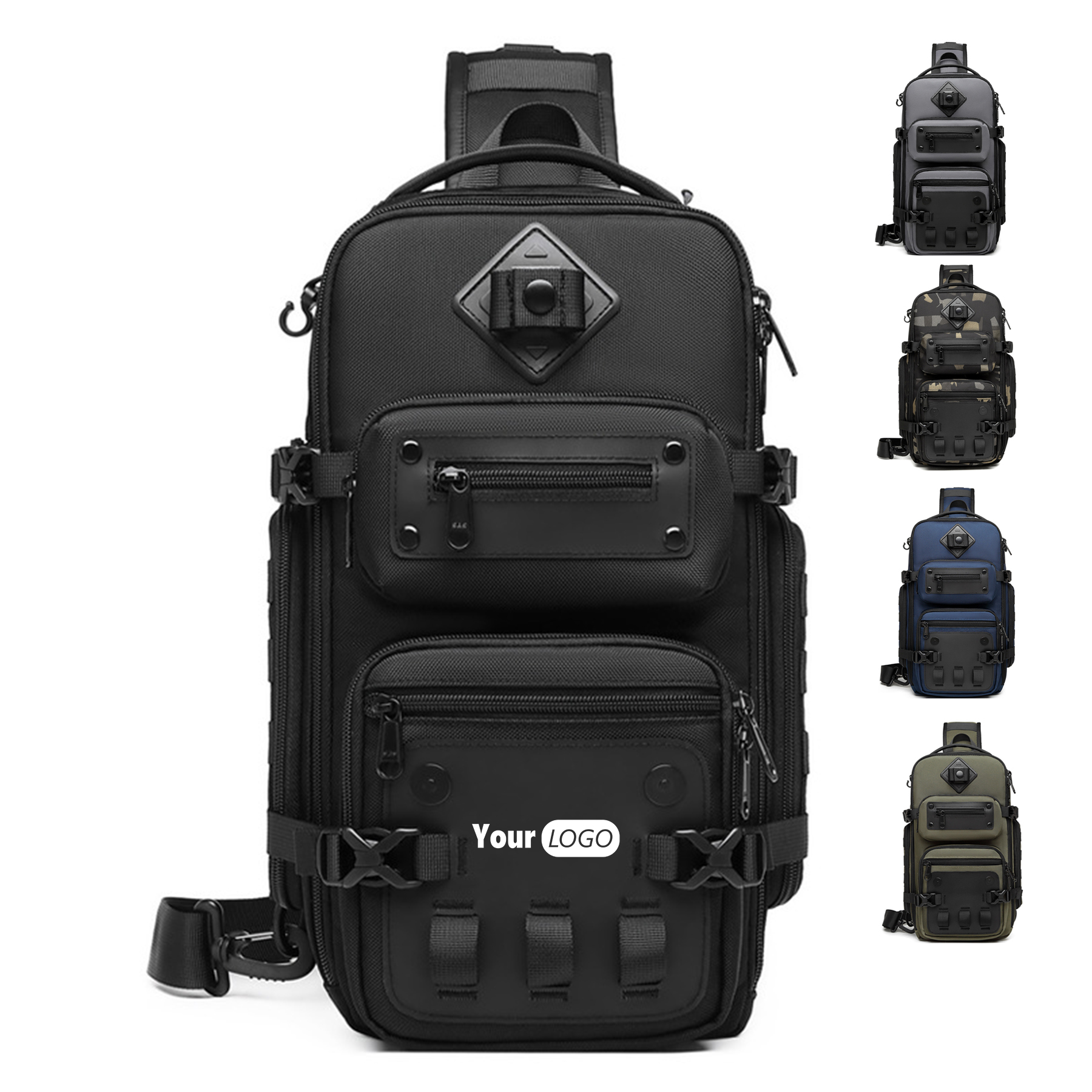 Oxford Sling Backpack Large Capacity Shoulder Crossbody Bags 3