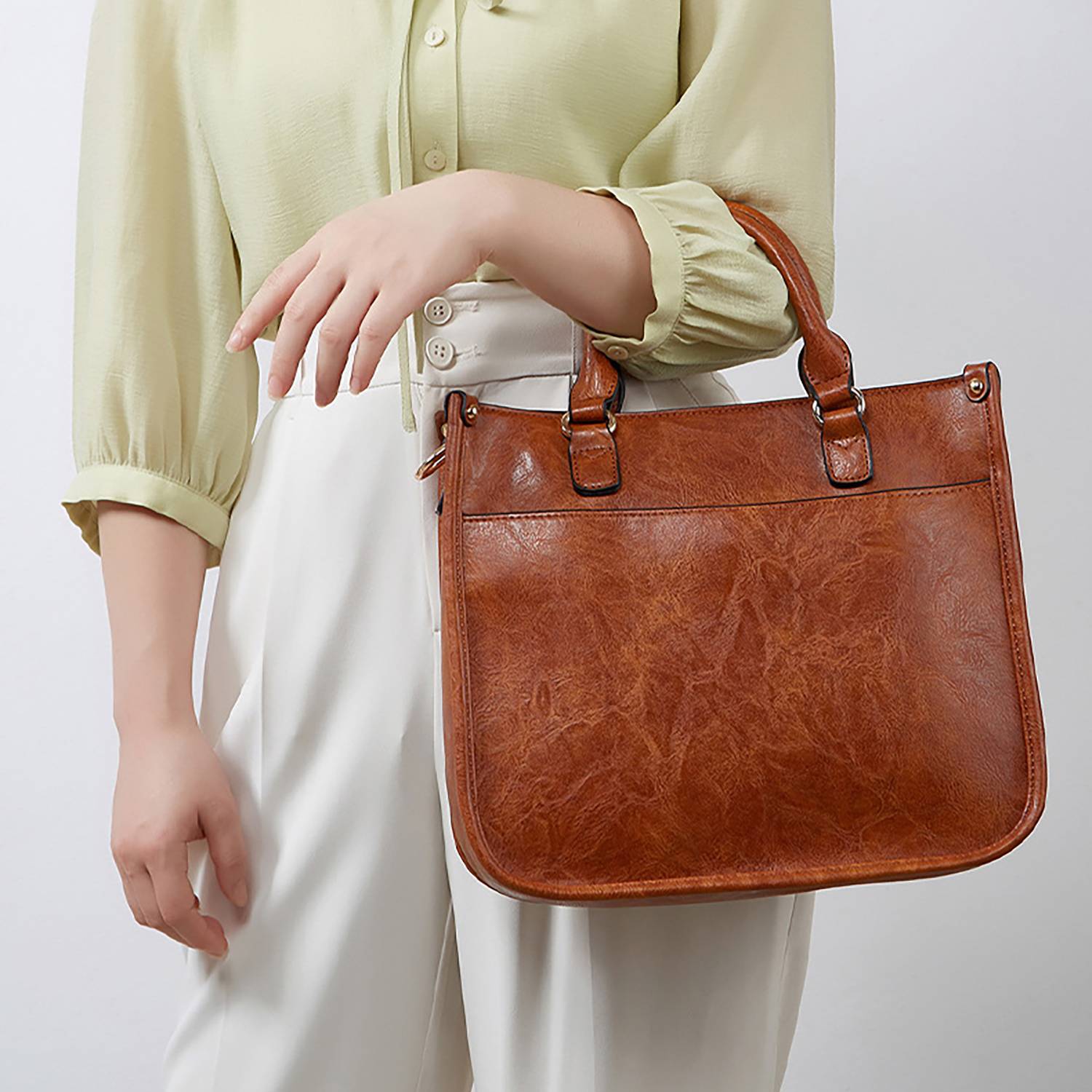 Vintage Large Capacity Pu Leather Handbag 6