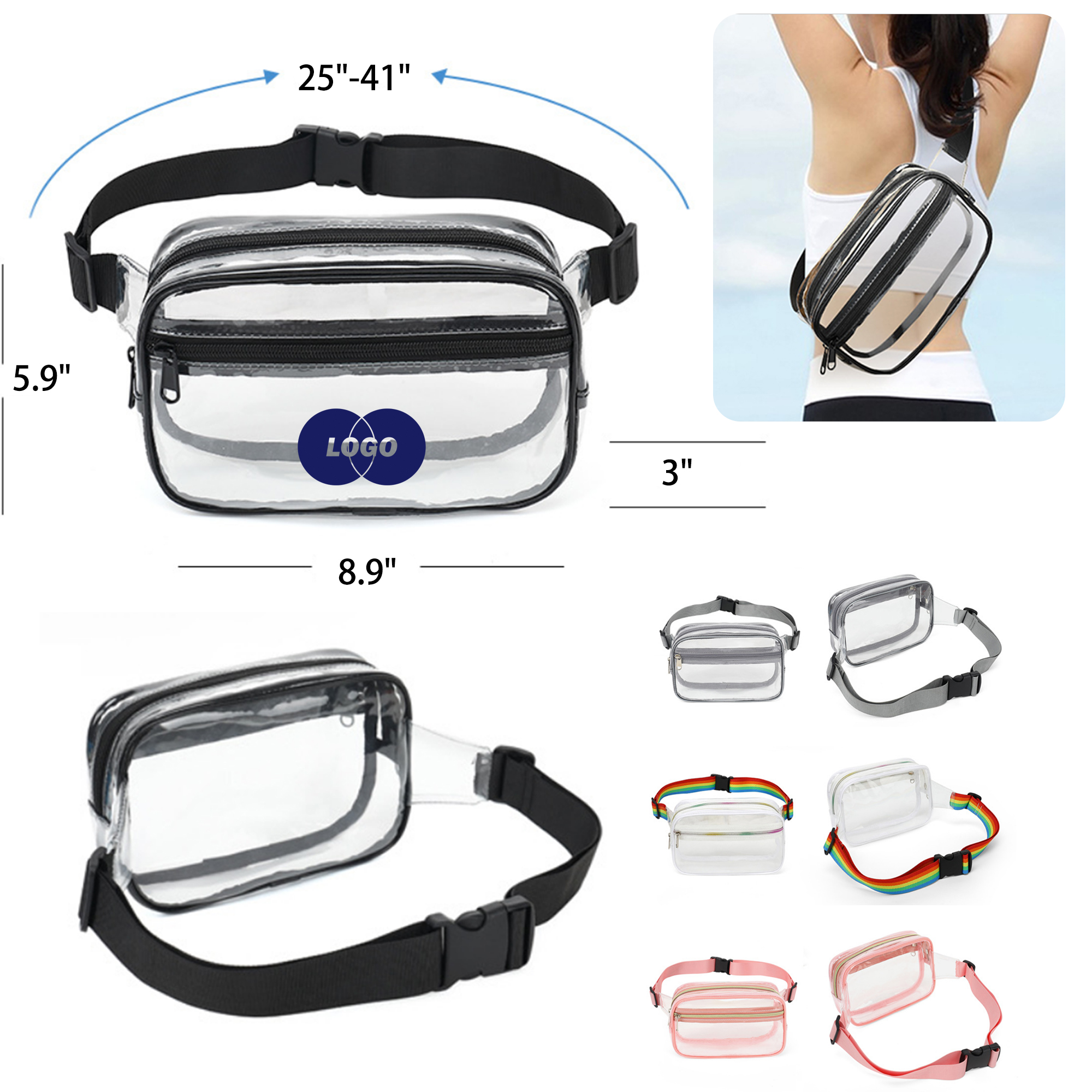 MOQ 50 PCS Versatile Transparent Waist Bag 6