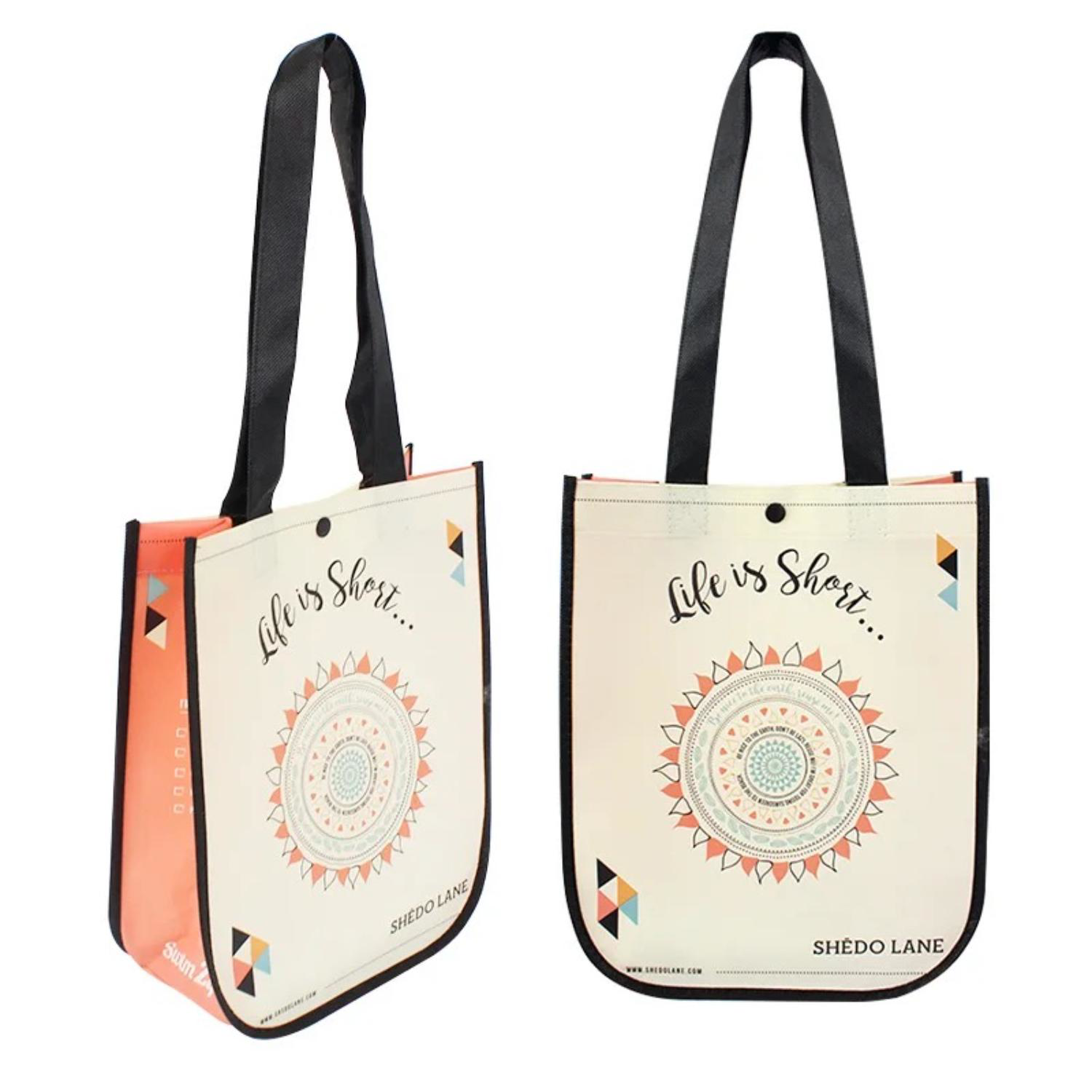 Sublimated PET Non-Woven Full Color Rounded Bottom Tote Bag - 4 Sided (10" x 12" x 5") 2
