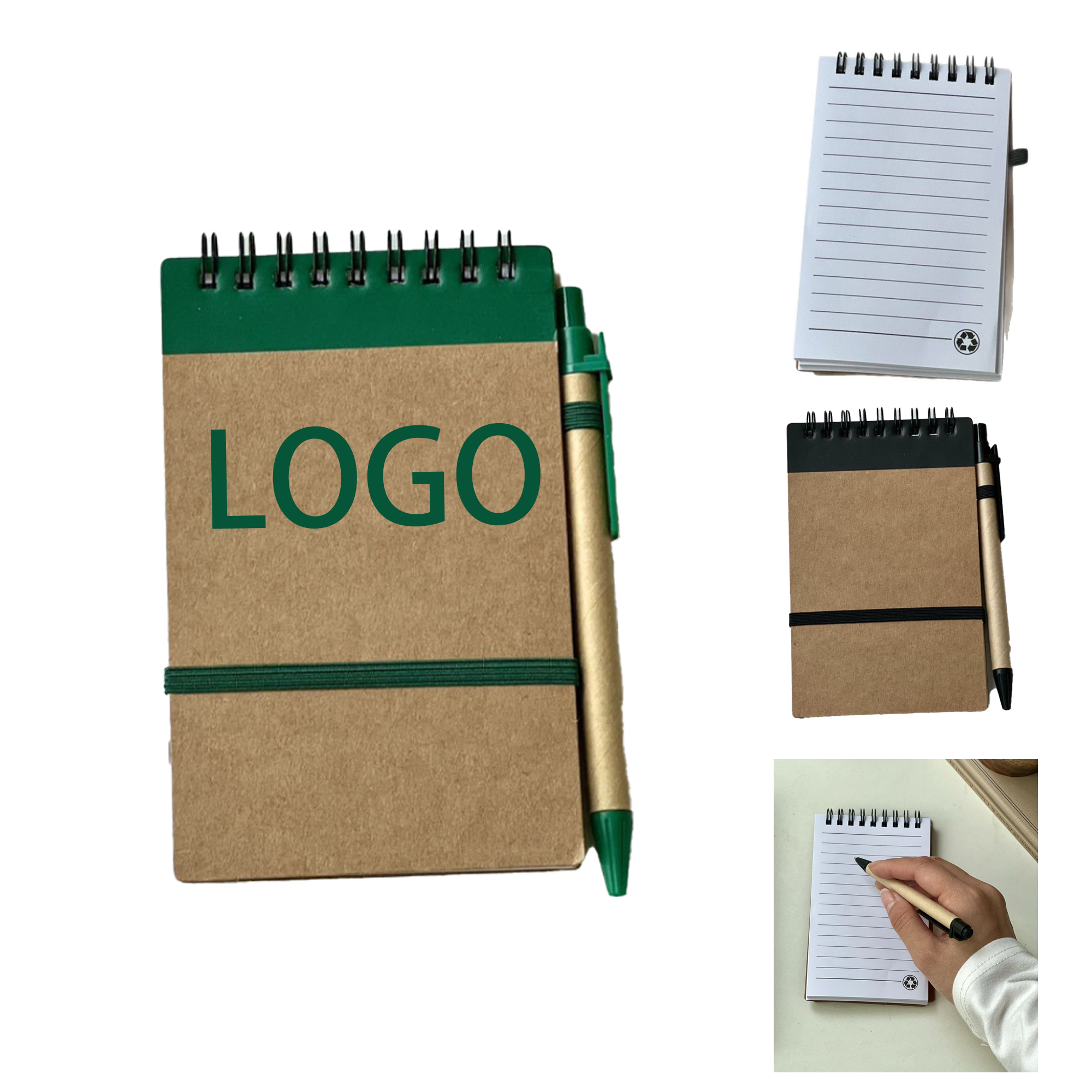 Portable Kraft Spiral Bound Book With Pen 1