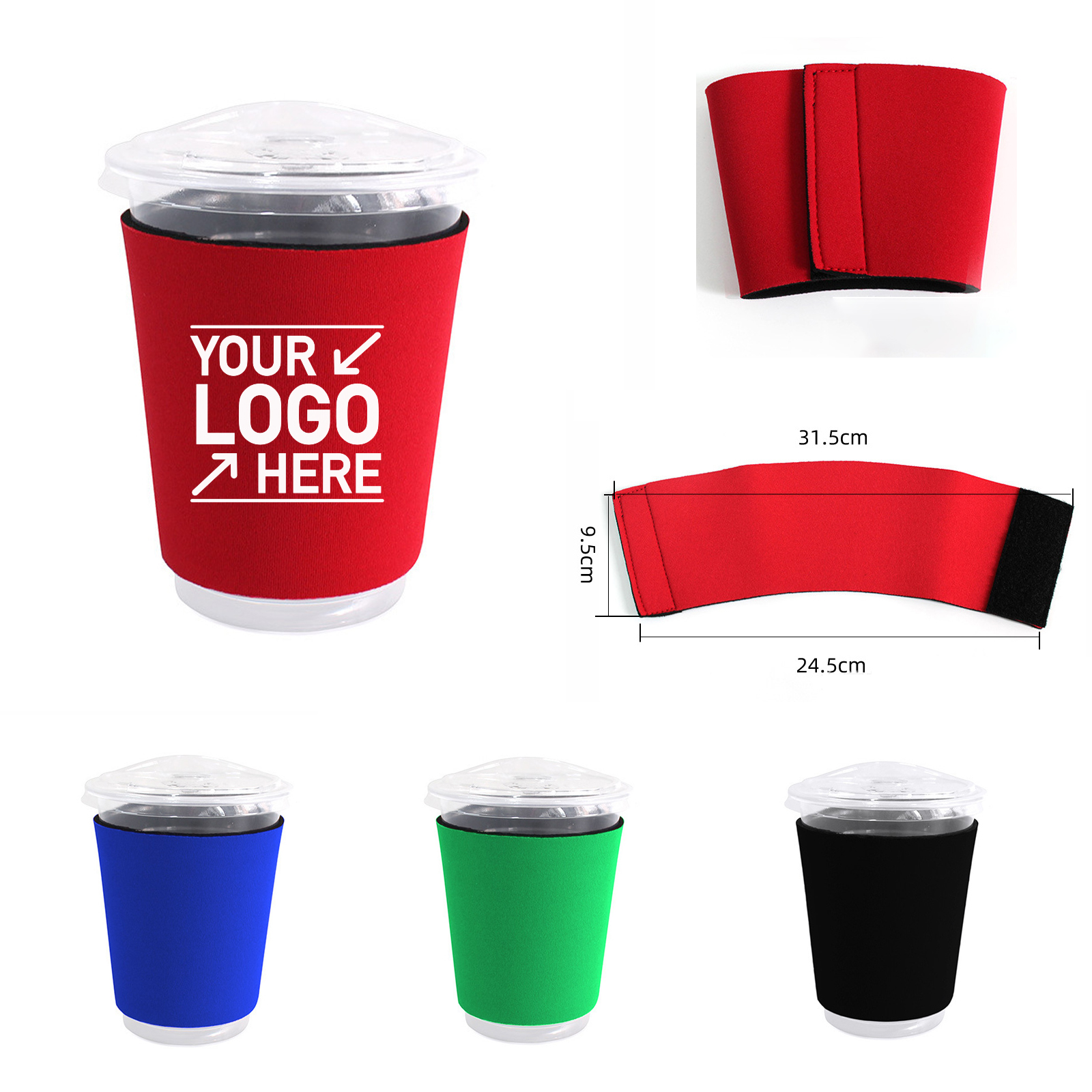 Velcro Neoprene Coffee Cup Sleeves 2