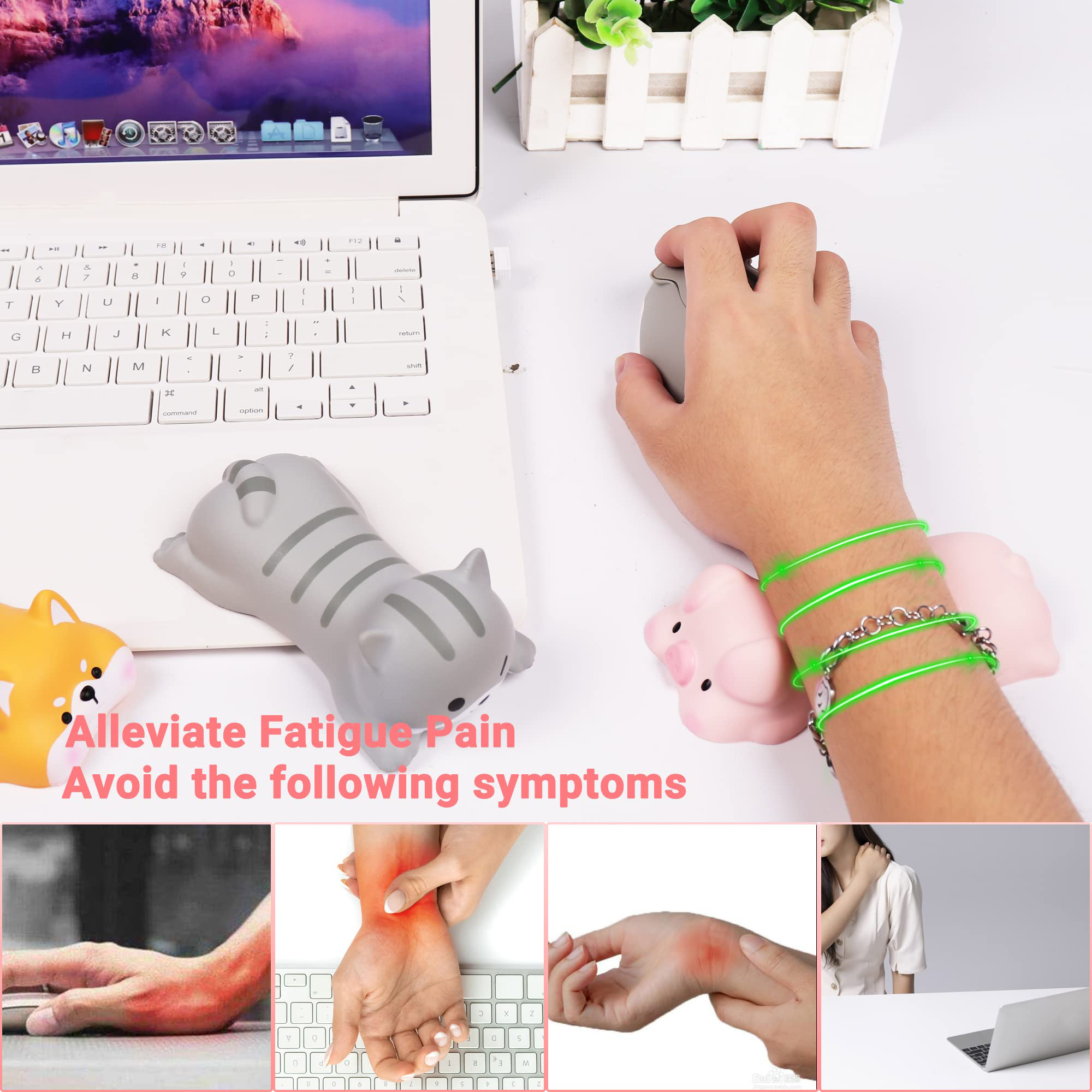 Cute Ergonomic PU Wrist Rest for Computer and Mouse Use 5