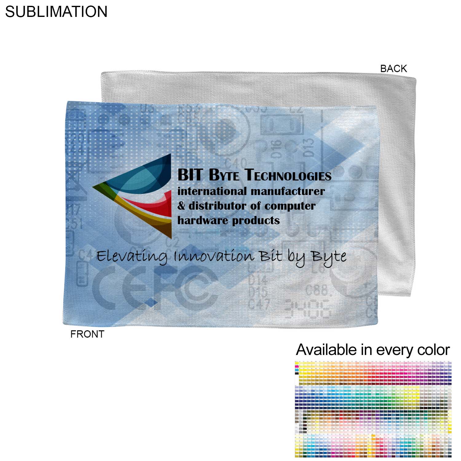 Microfiber Dri-Lite Terry Branding Towel, 12x18, Sublimated Edge to Edge 1 side 8