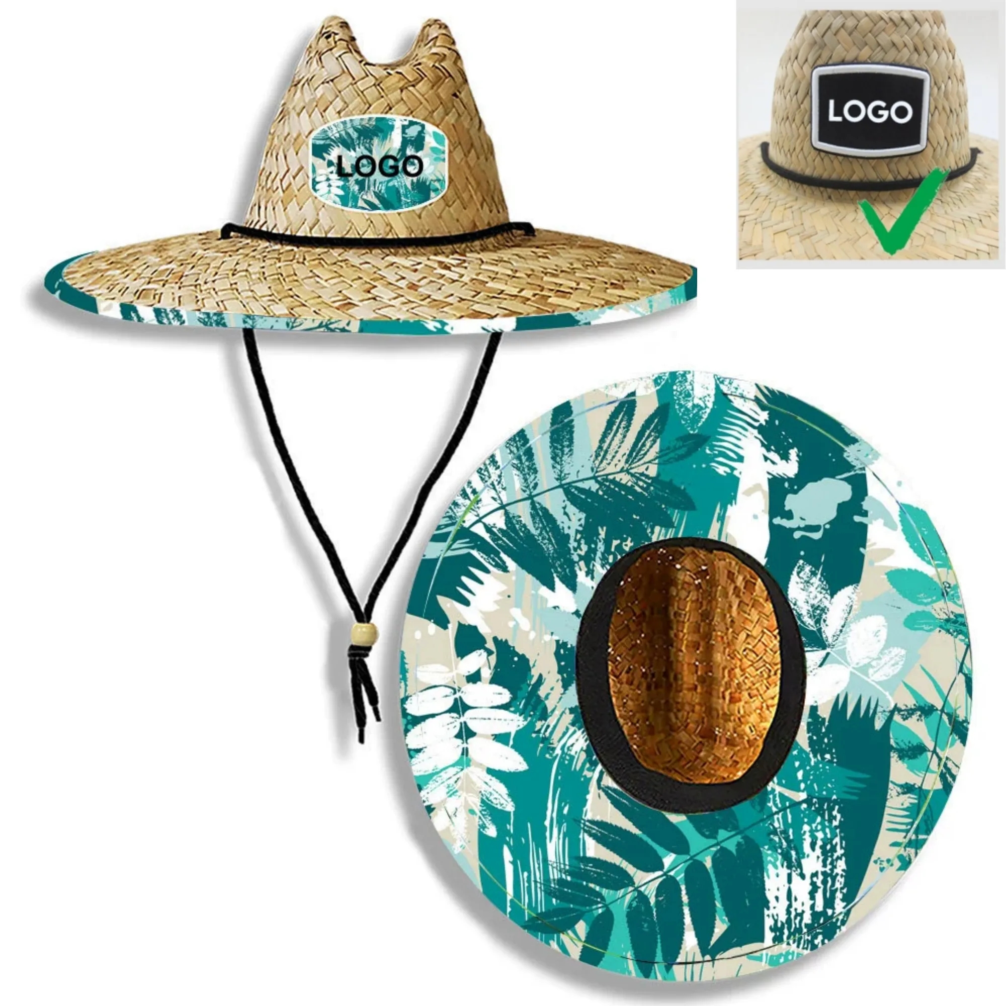 Double Straw Woven Lifesaving Beach Hat 2