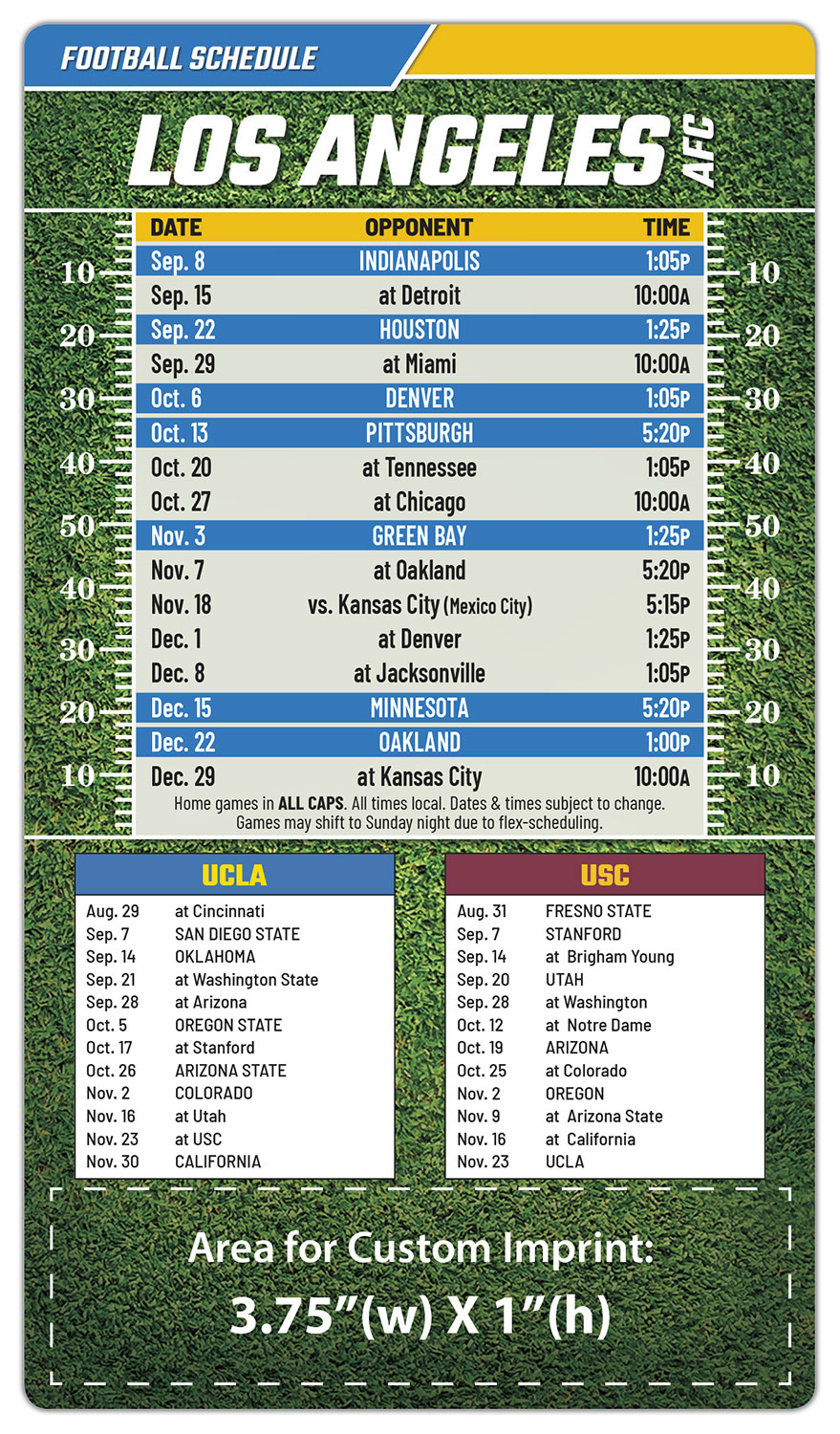 Magnet Football Sport Schedules - 4x7 Round Corners