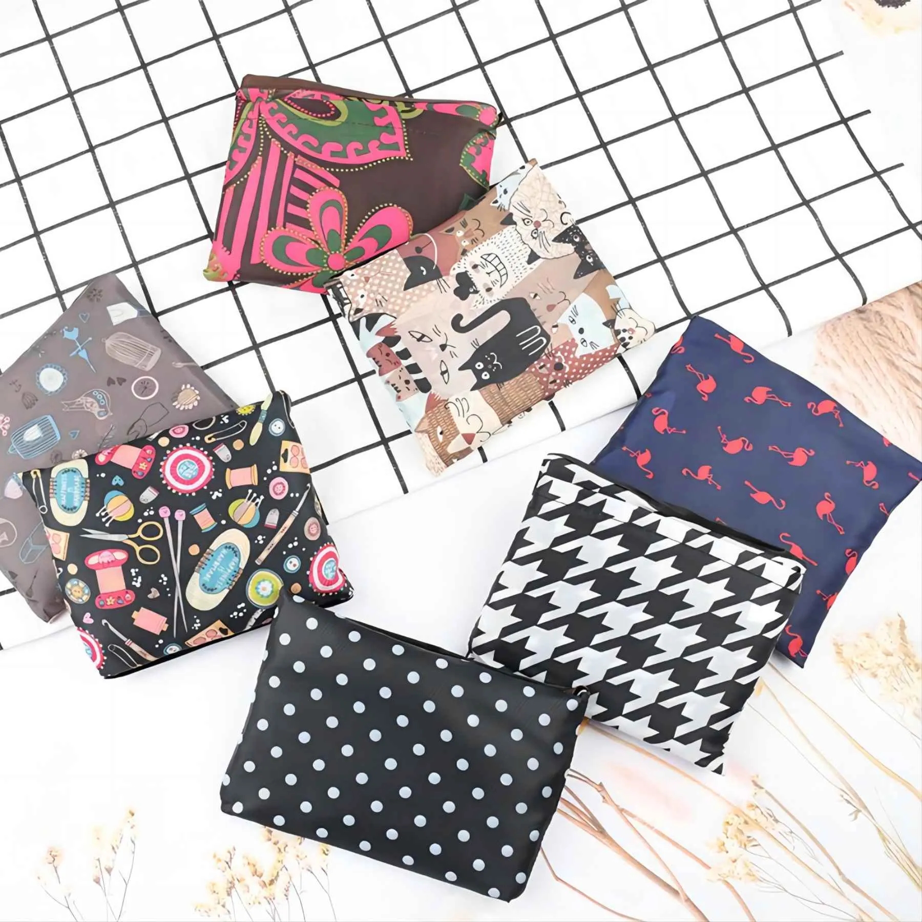 Printed Shoulder Fold Up Shopping Tote Bag 6