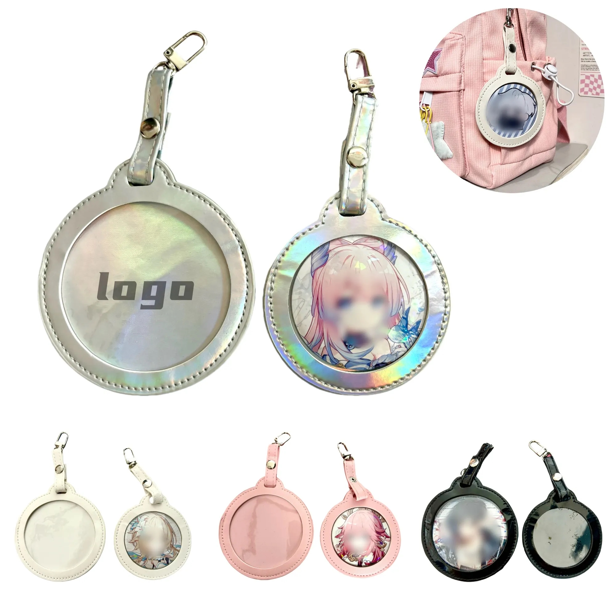 Leather Pin Badge Clip Cover 3in Display Logo Event Promo