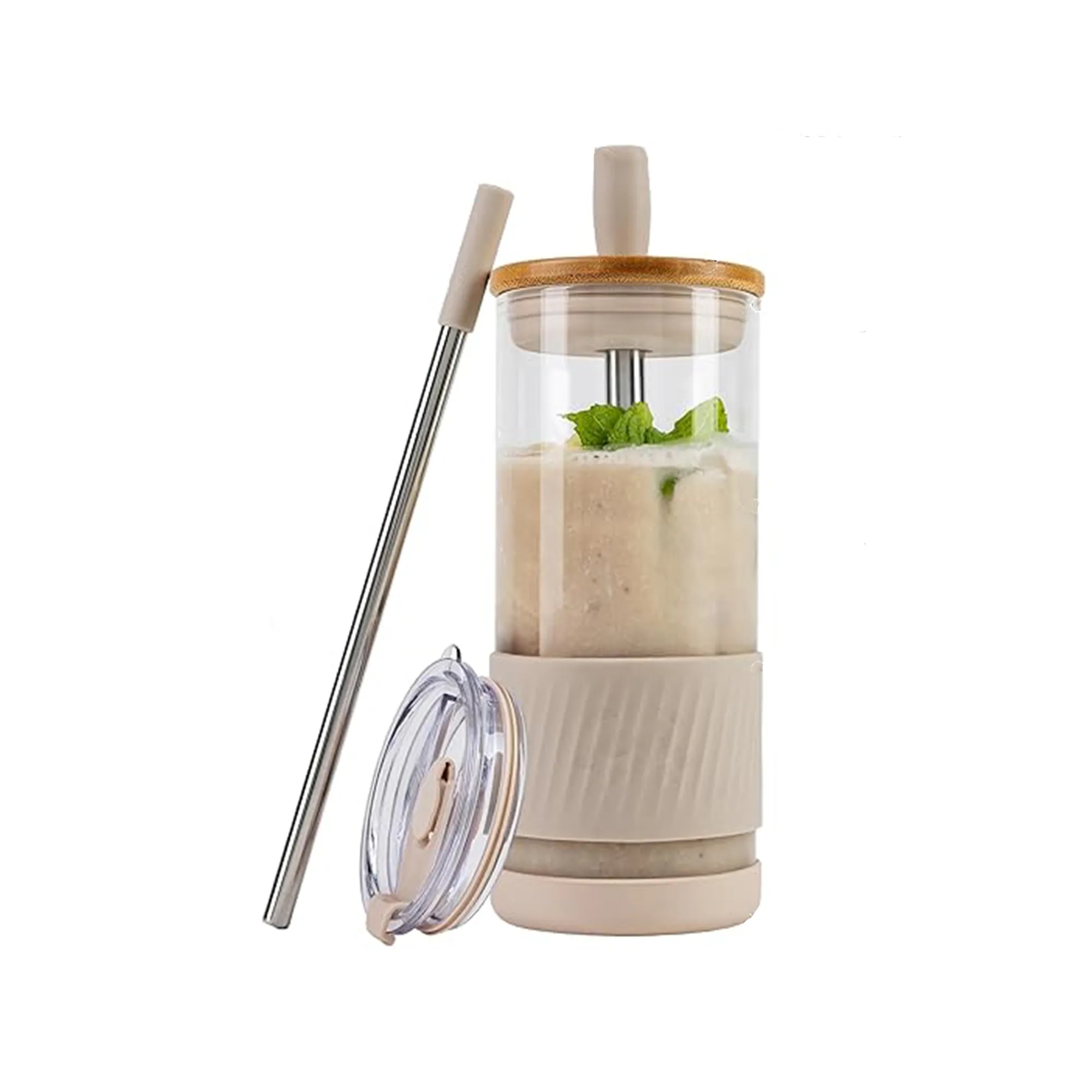 Glass Cups With Lids and Straws 15