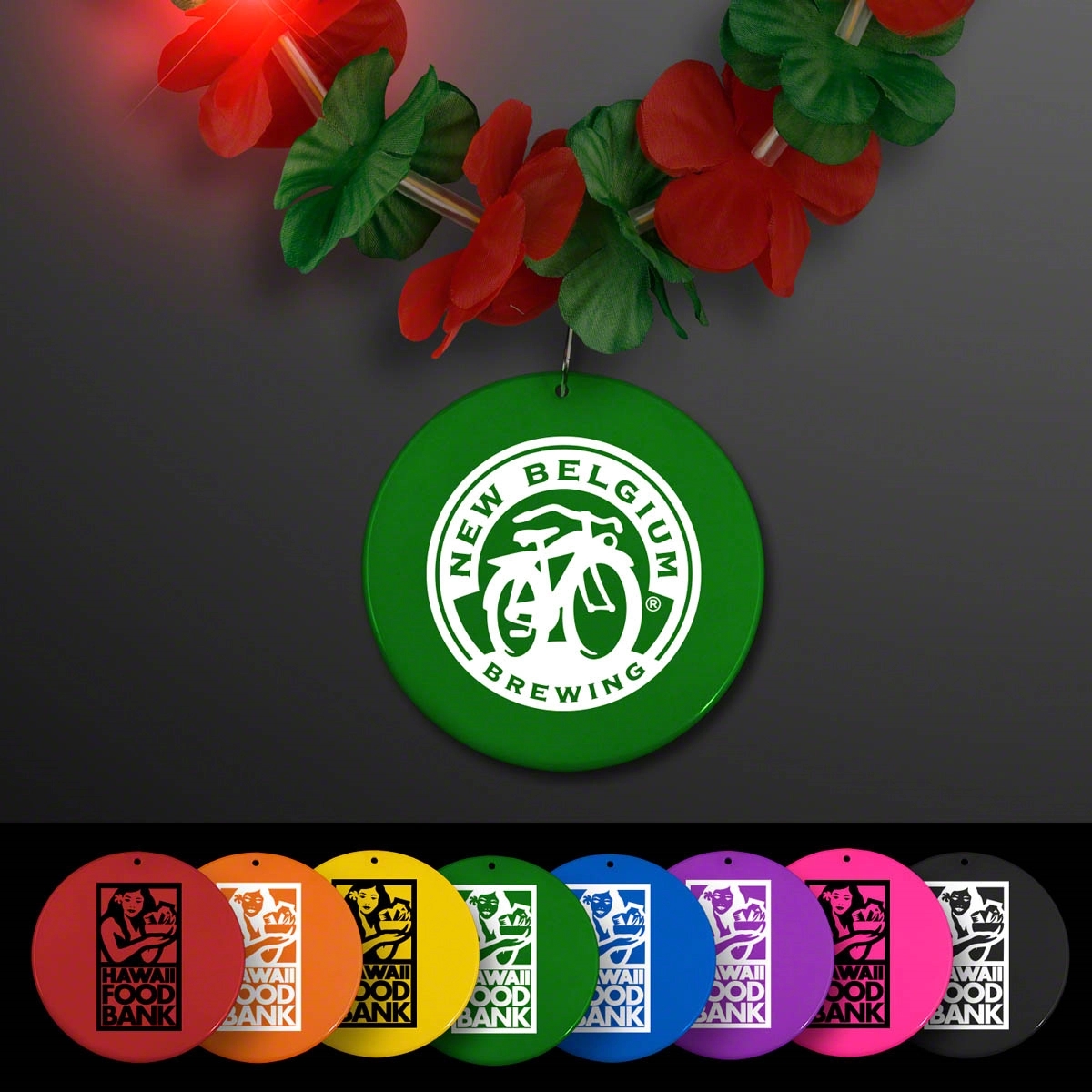 LED Christmas Hawaiian Lei Party Necklace with Medallion 12