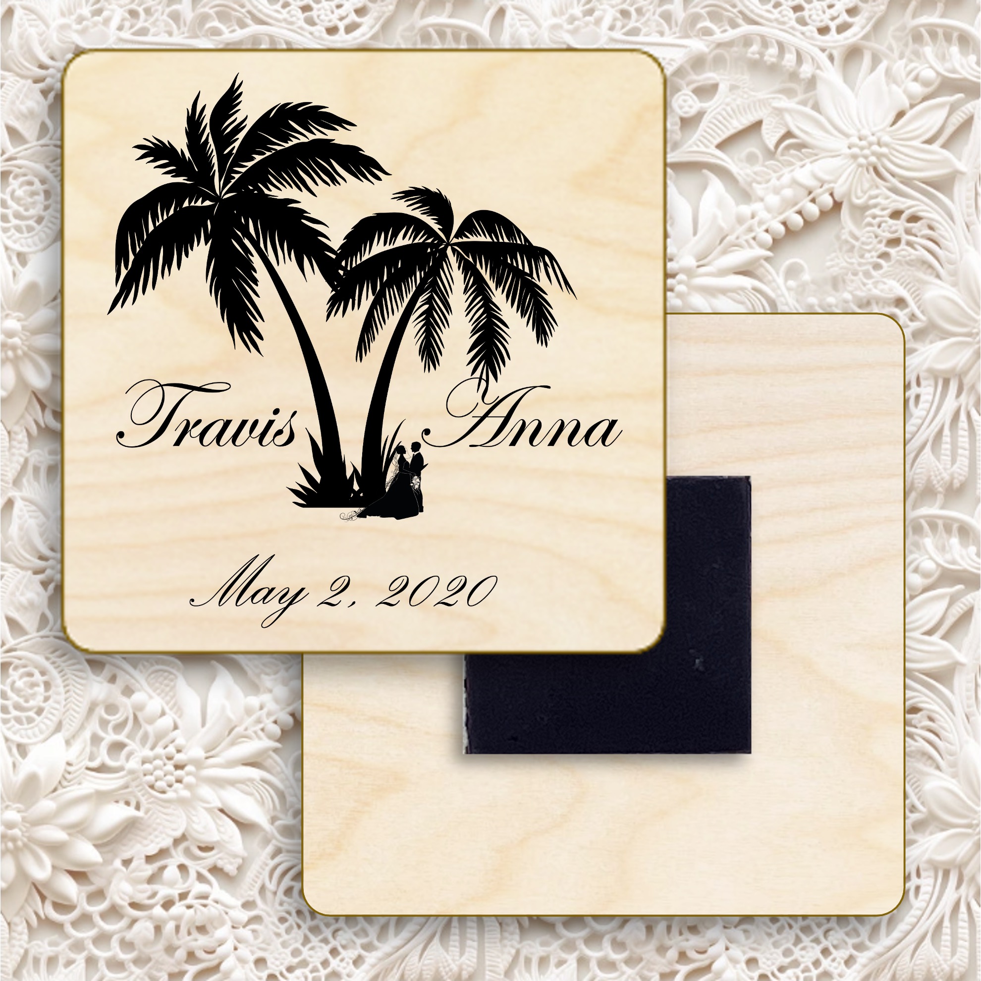 2" Square Wooden Magnet 8
