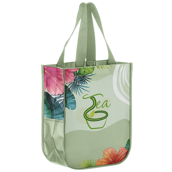 Custom Laminated Lulu Style Shopper Tote Bag - 12" x 9" x 4" 2