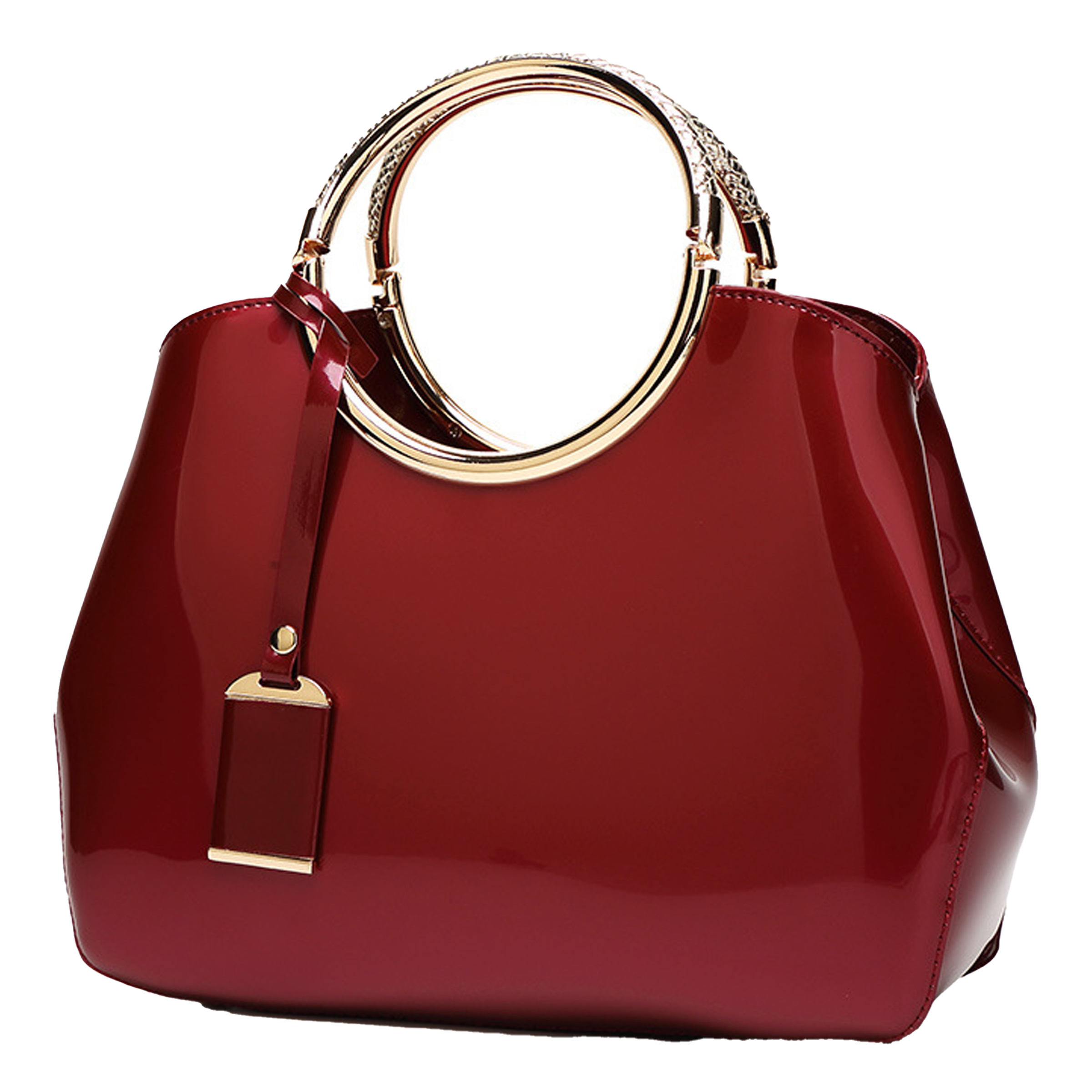 Pu Solid Color Glossy Handbag 8