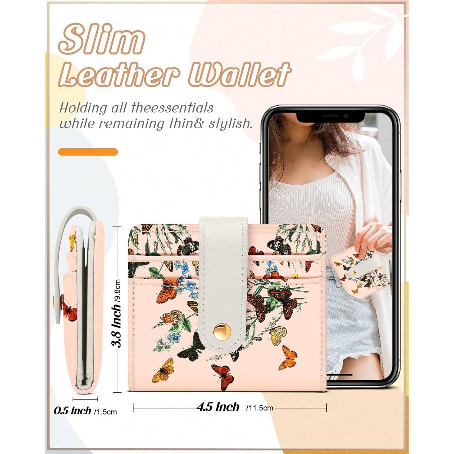 Women Portable Durable Thin Cute RFID Leather Wallet 9