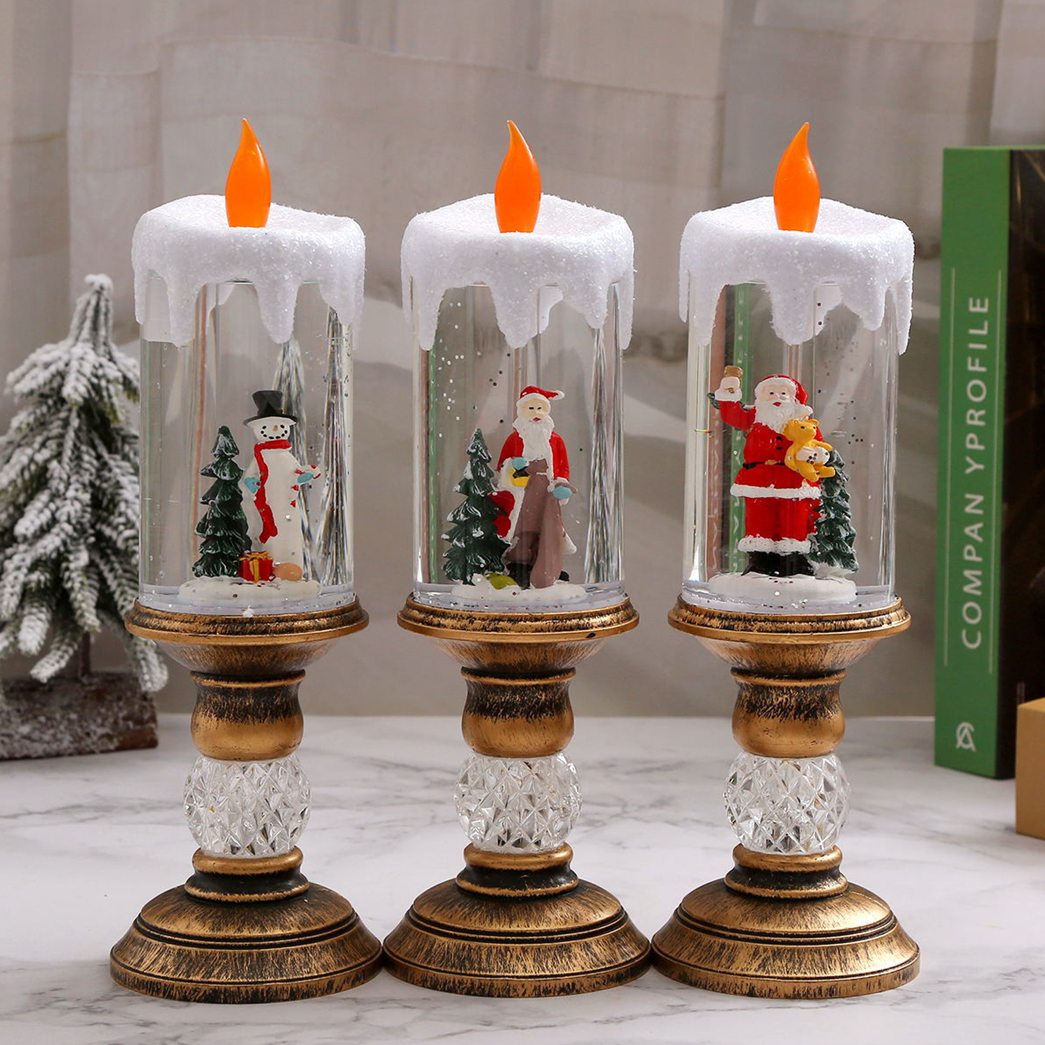 Christmas Candles with Santa Claus Snowman 4
