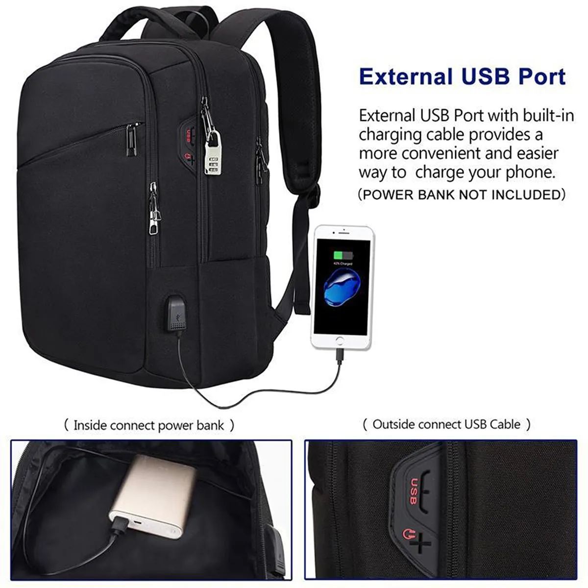 31L Anti Theft Business Travel Backpacks With Charging Port 4