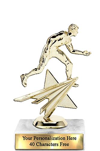 Trophy: 7", 2x3 white marble base, Wrestling Gold 1