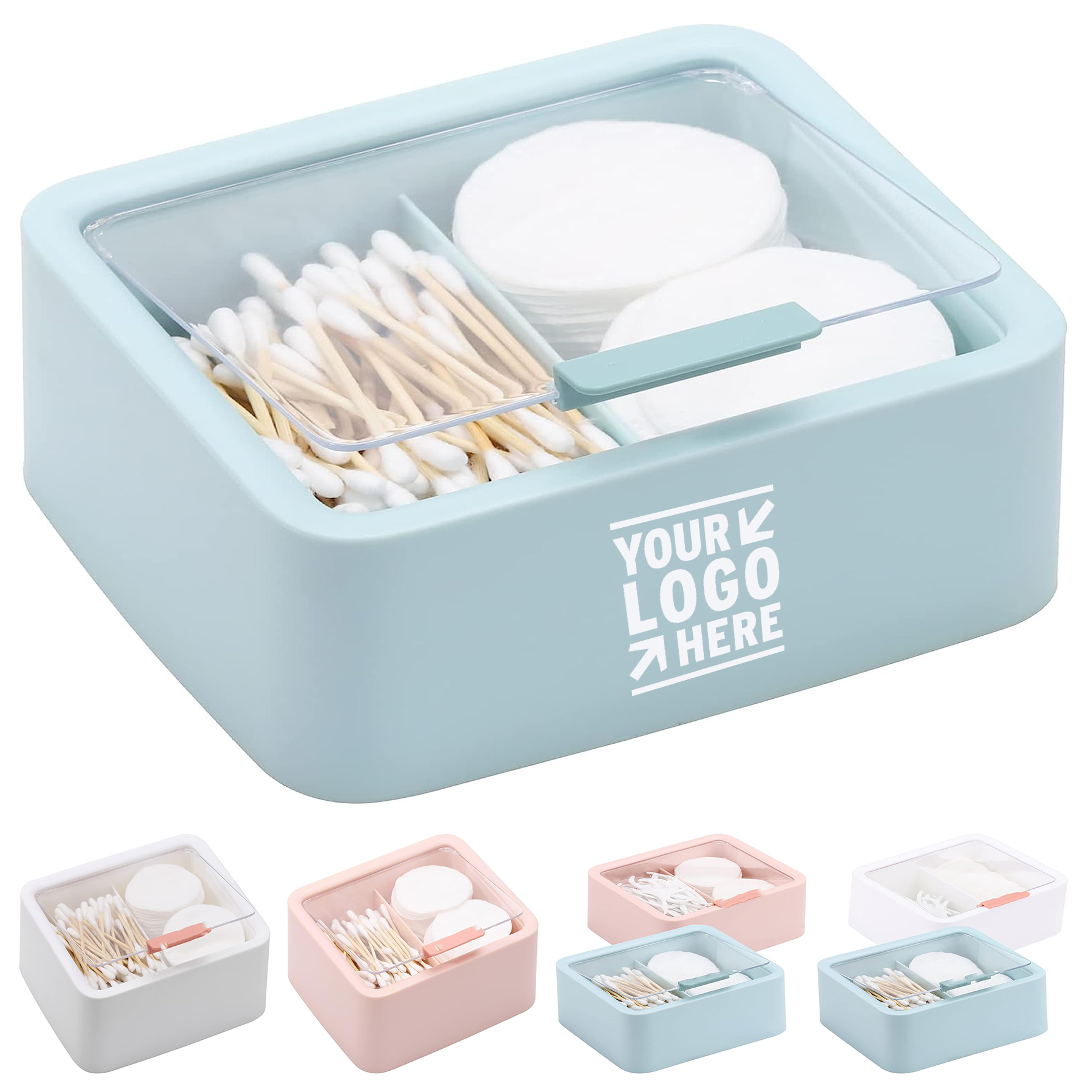 2 Grids Cotton Swabs Dispenser Bathroom Organizer Balls Large Qtips Holder 2
