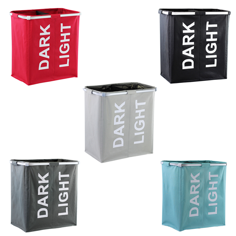 Foldable Large Laundry Hamper Sorter Basket w/ 2 Sections 12