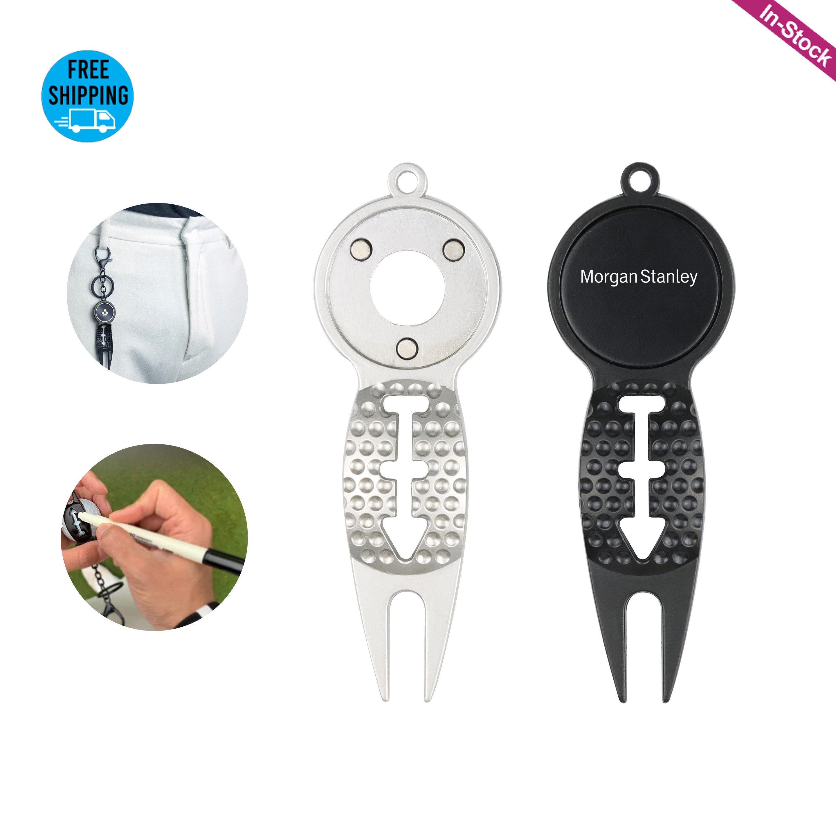 Zinc Alloy Golf Divot Fixer Tool With Key Buckle 1