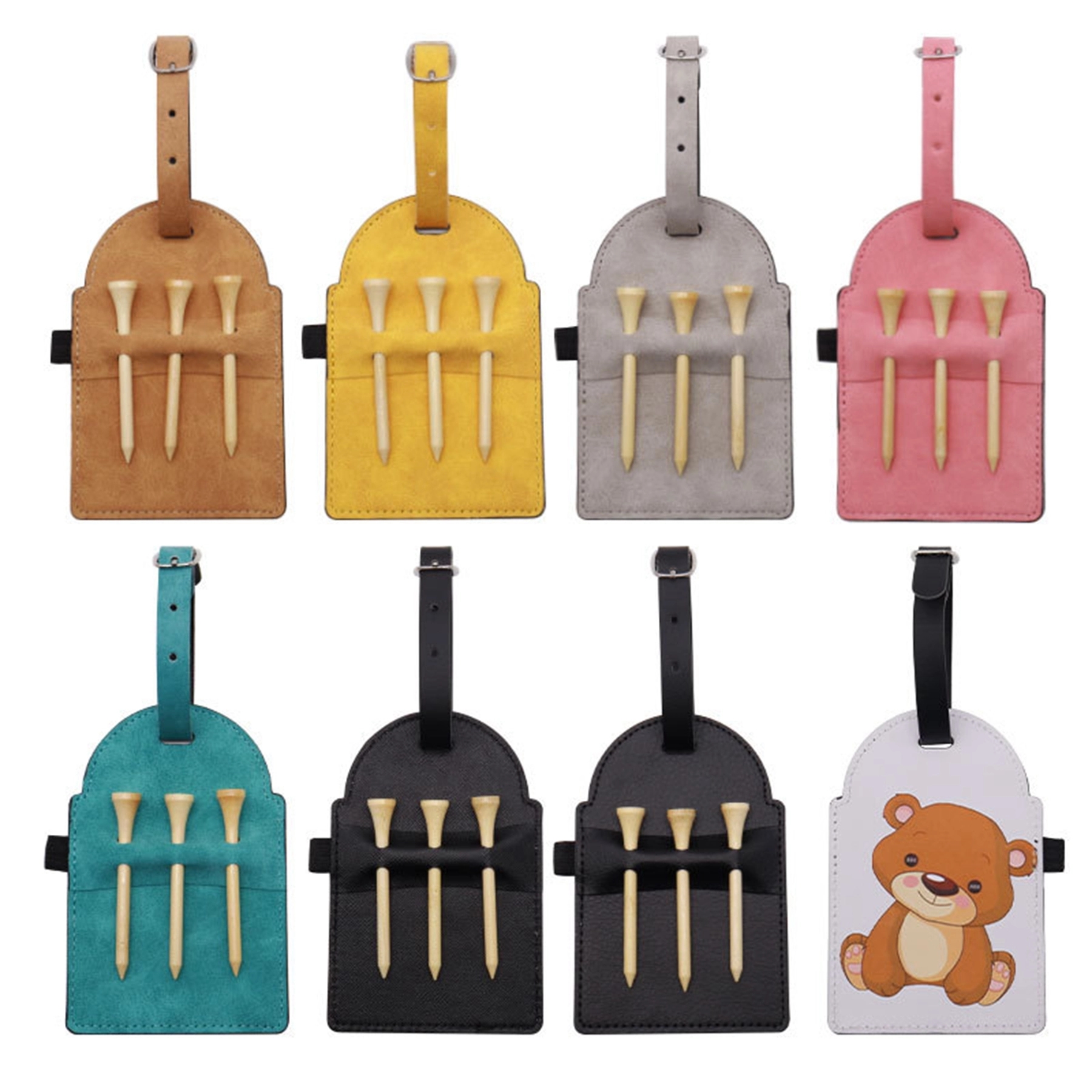 PU Leather Golf Tee Holder Storage Bag 6