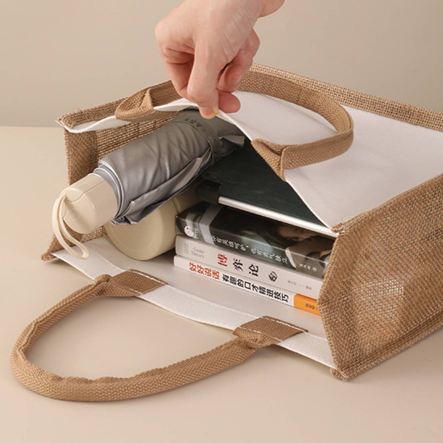 Reusable Jute Burlap Tote and Grocery Shopping Bag 5