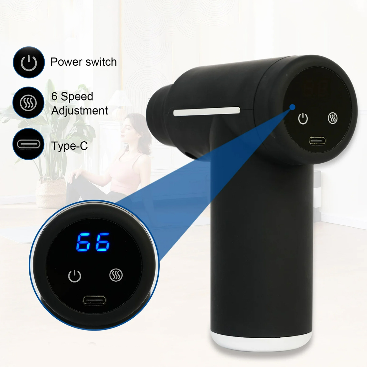 Rechargeable Massage Gun with 6 Interchangeable Heads 3