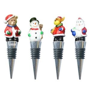 Festive 4 Piece Snowman Bear Dear Claus Wine Stopper Set 7