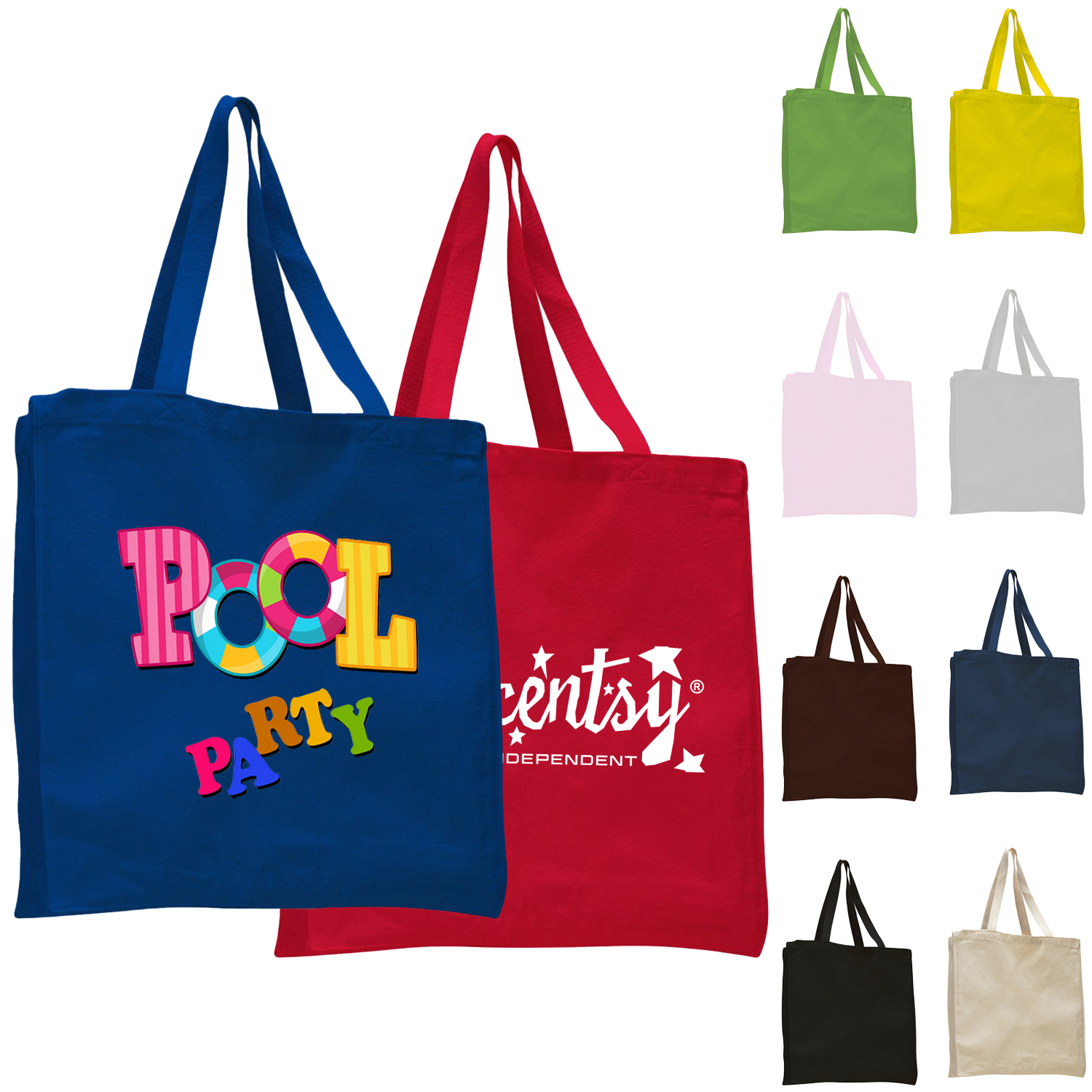 12 oz. CLASSIC BOOK BAGS W/ GUSSET COTTON CANVAS TOTES USA Decorated (14" X 15" X 4") 3
