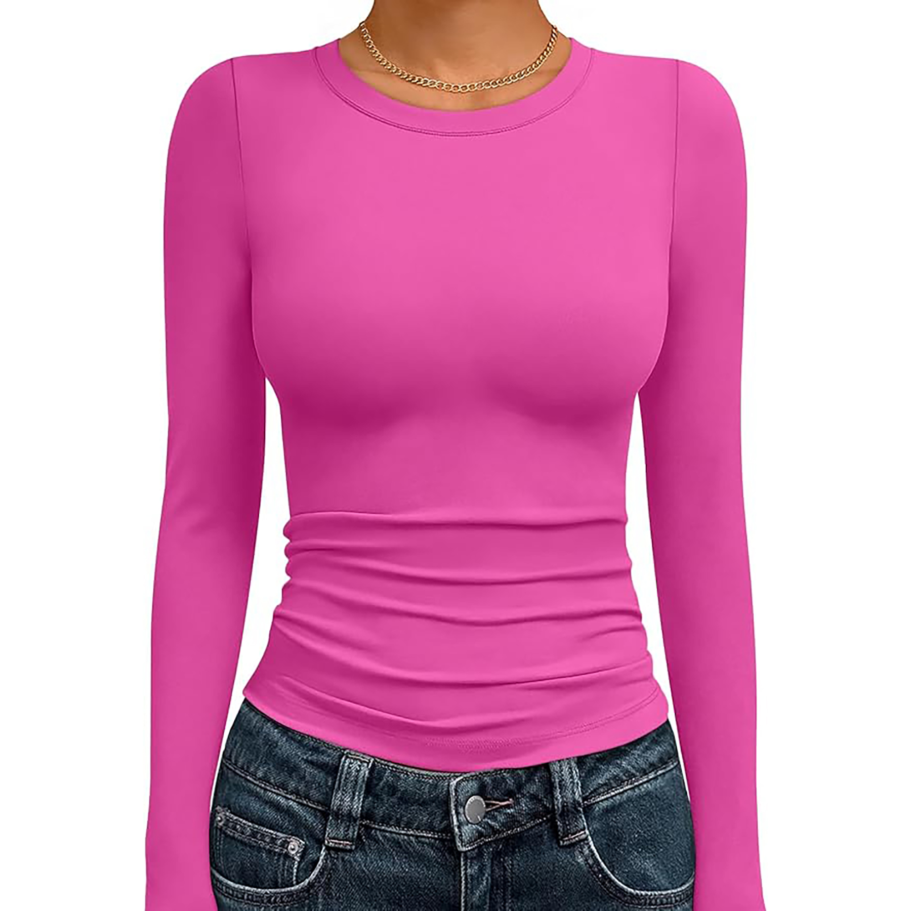 Women's Basic Round Neck Crop Top 21