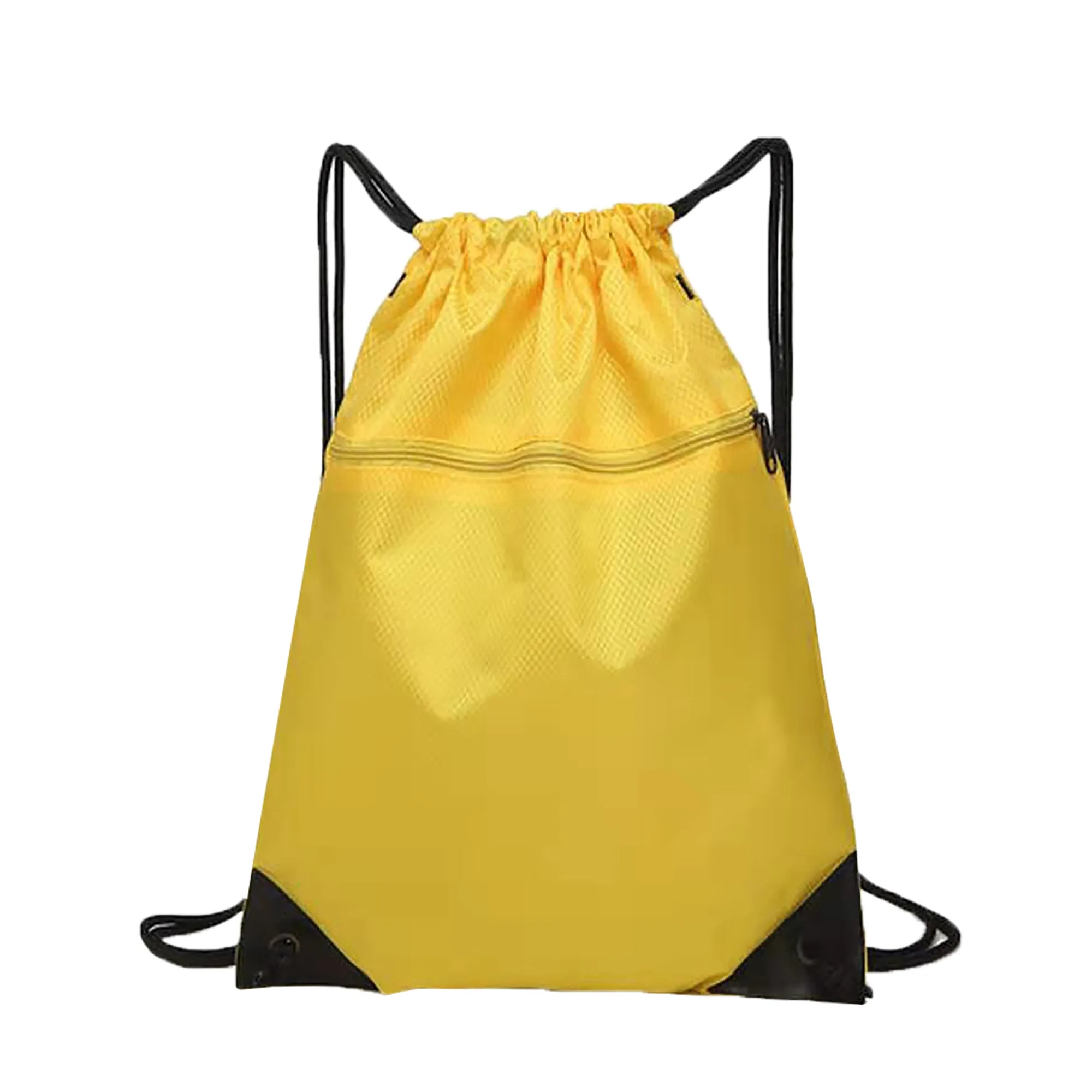 Mesh Pocket Drawstring Backpacks w/Zipper 3