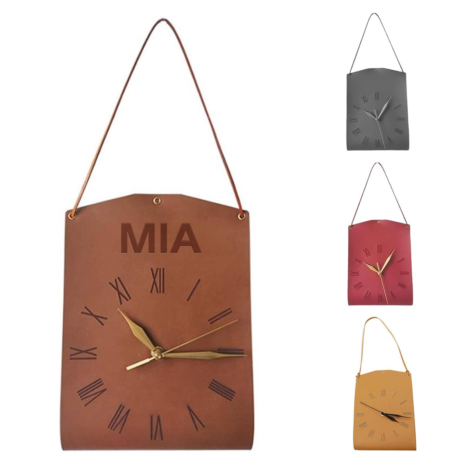 PU Leather Contemporary Design Art Wall Clock 1