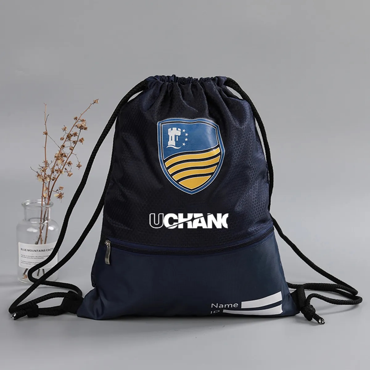 Polyester Drawstring Backpack With Zipper Pocket 5