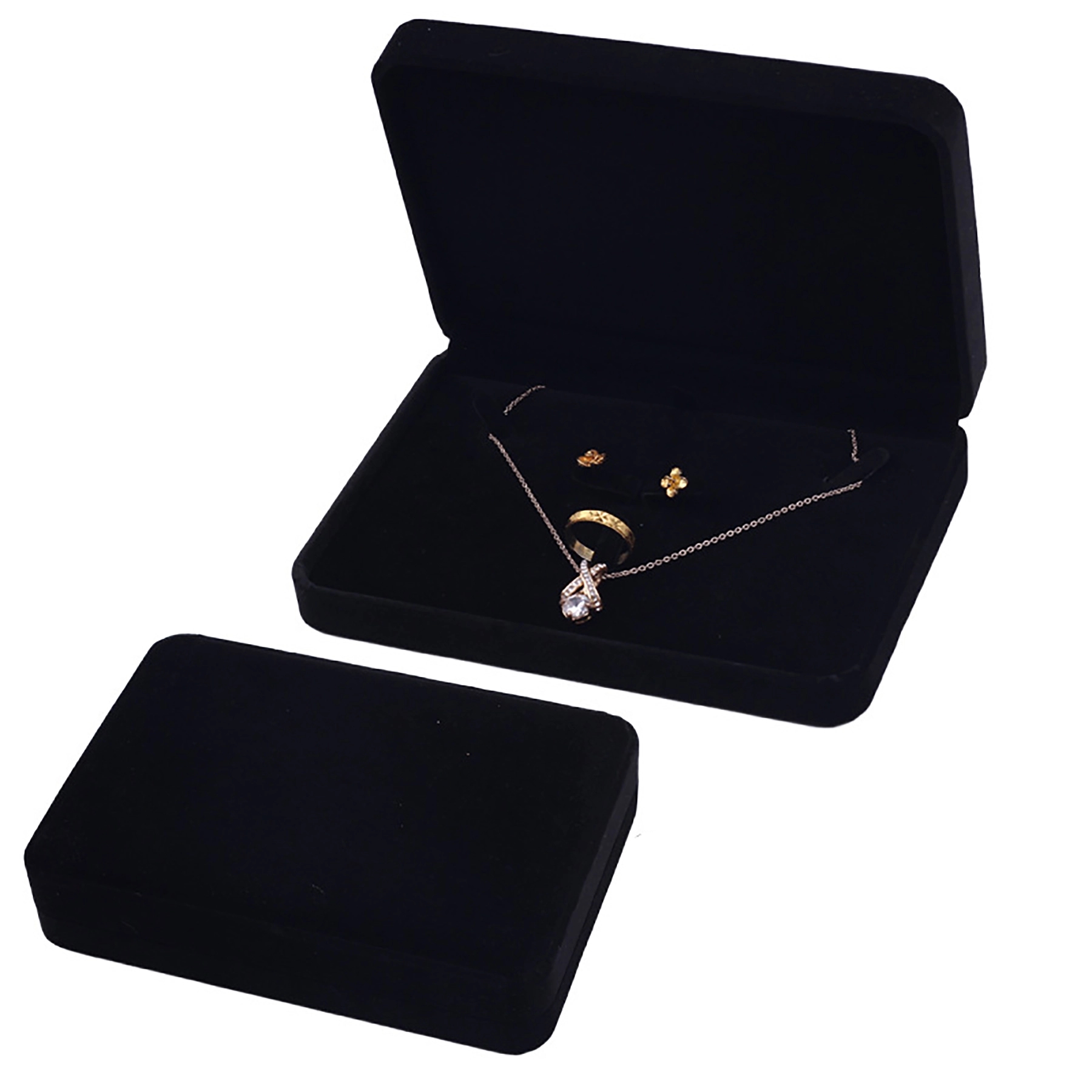 Large Velvet Jewelry Set Box Necklace Ring Earring Pendant 2
