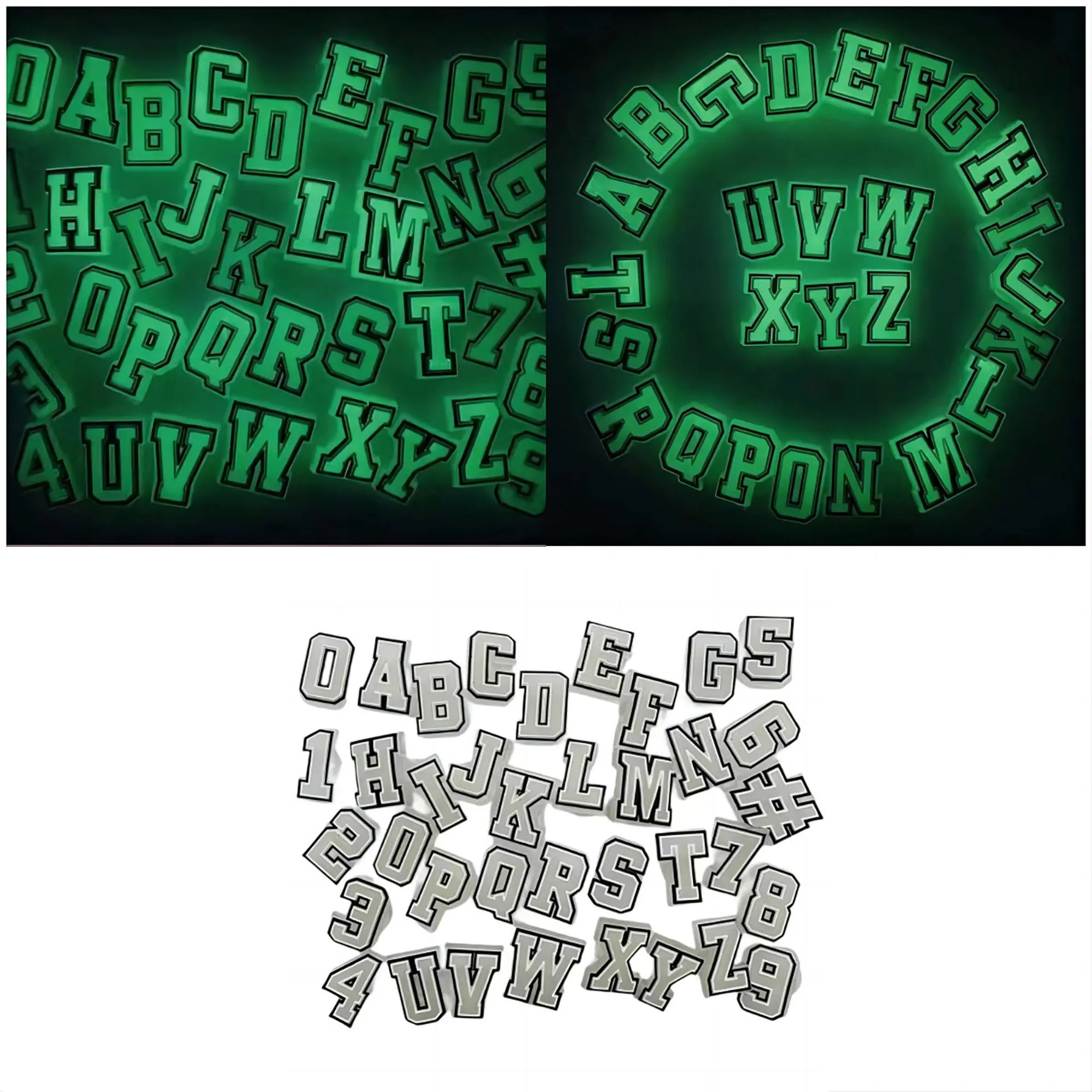 Custom PVC Glow In The Dark Letters Shoe Charms 3