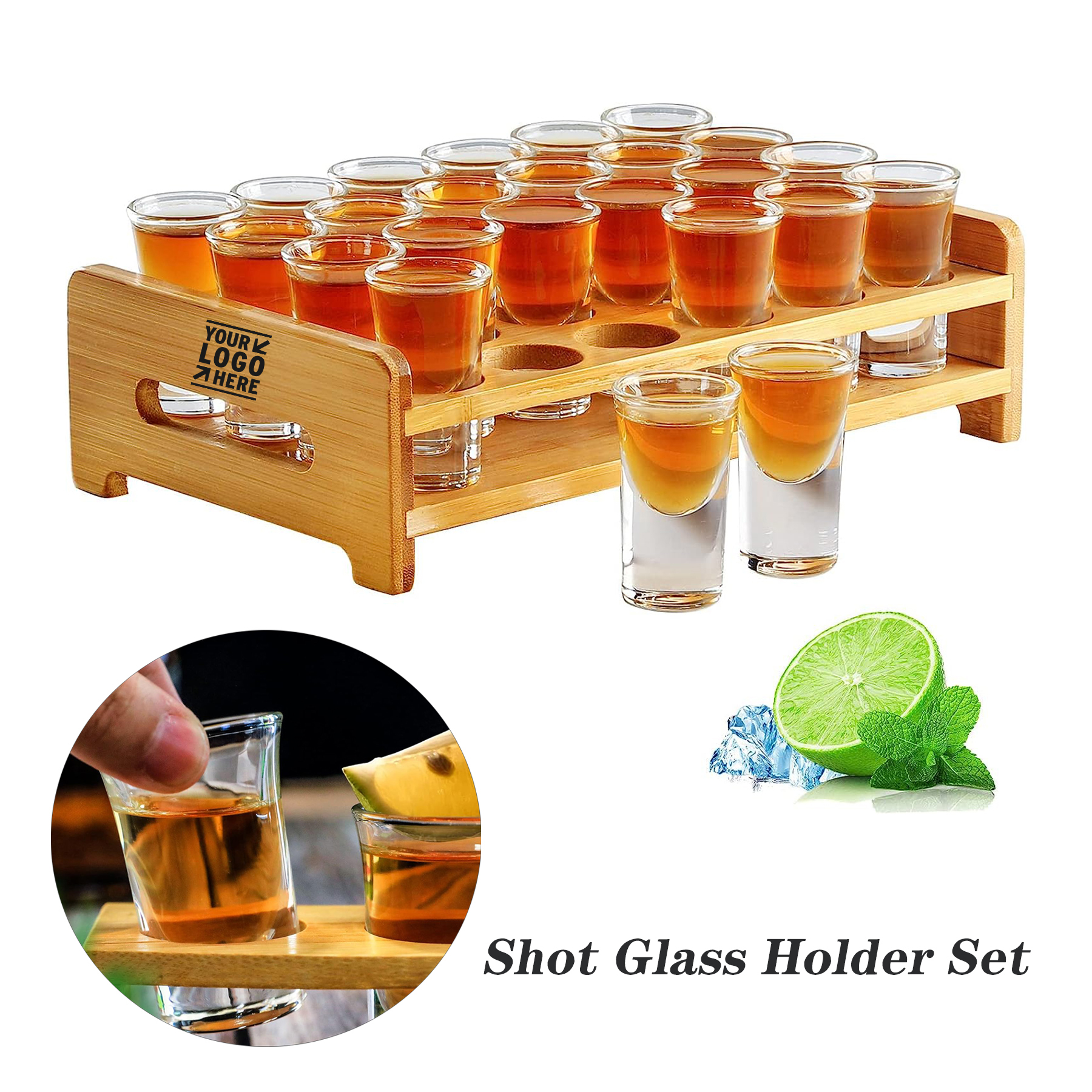 0.5oz/15ml 24pcs Party Bar Mini Clear Shot Glass Holder Set 1