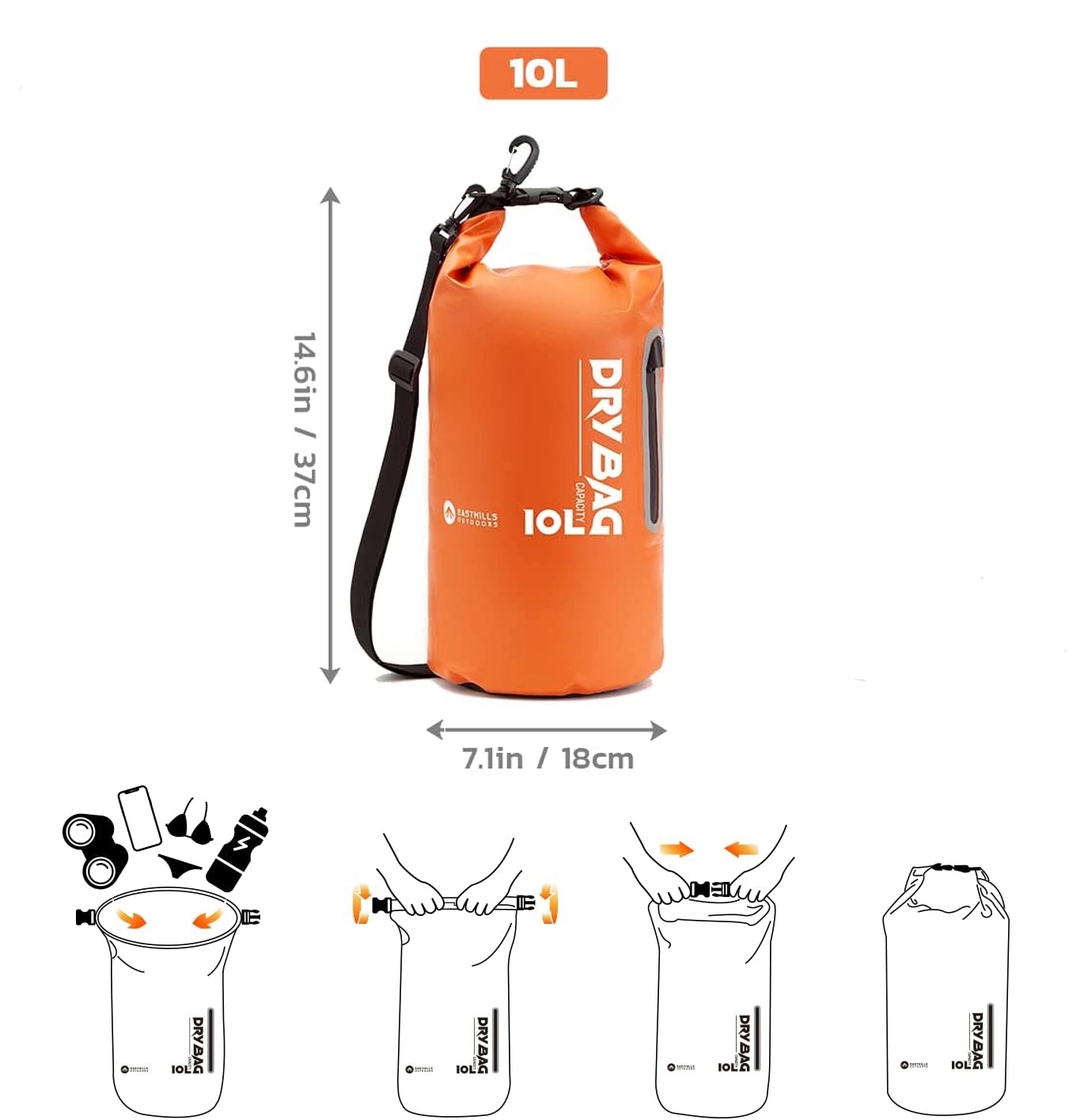 Custom 10L Water Resistant Dry Bag with Single Strap 6