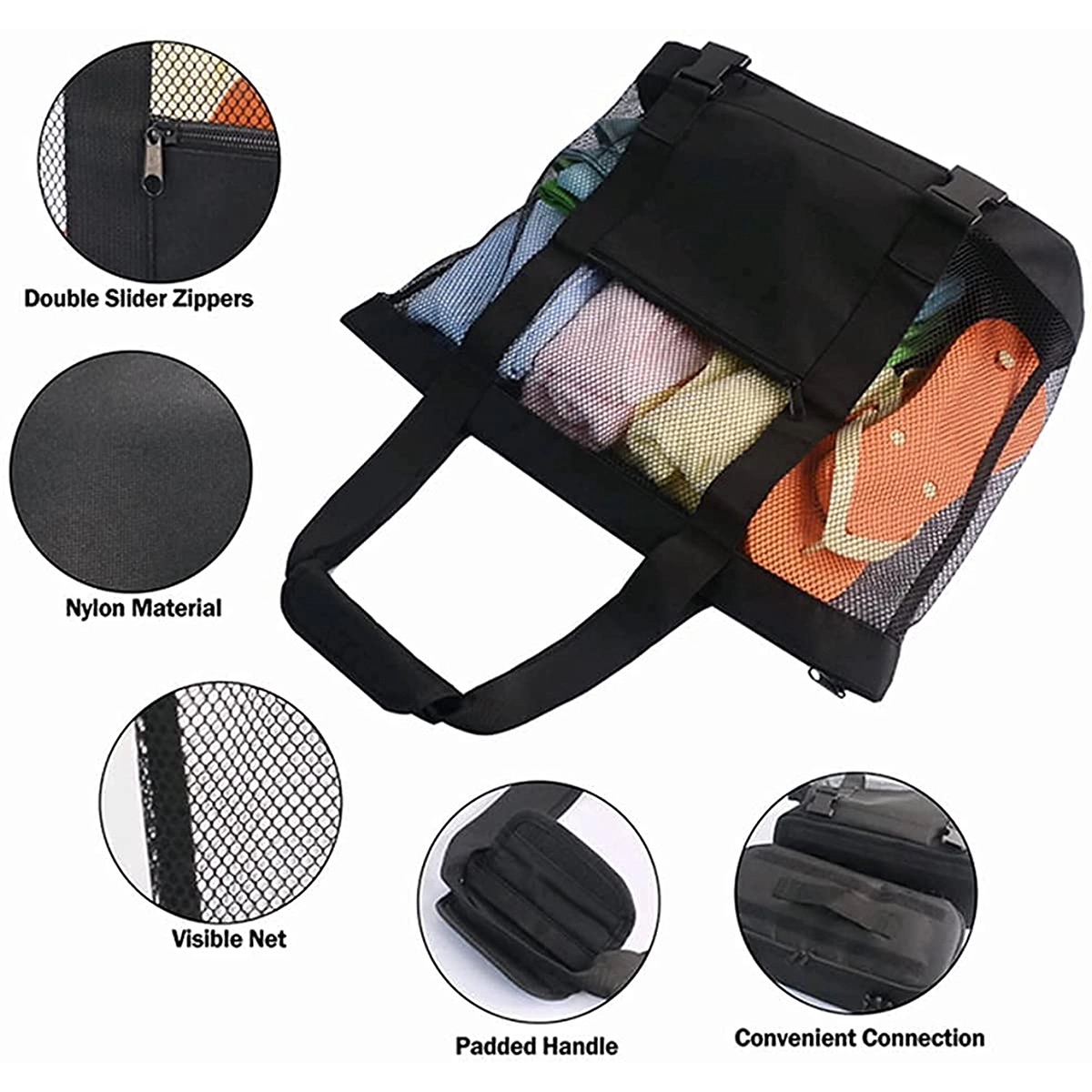 3-in-1 Mesh Beach Tote Bag with Insulated Picnic Cooler 6