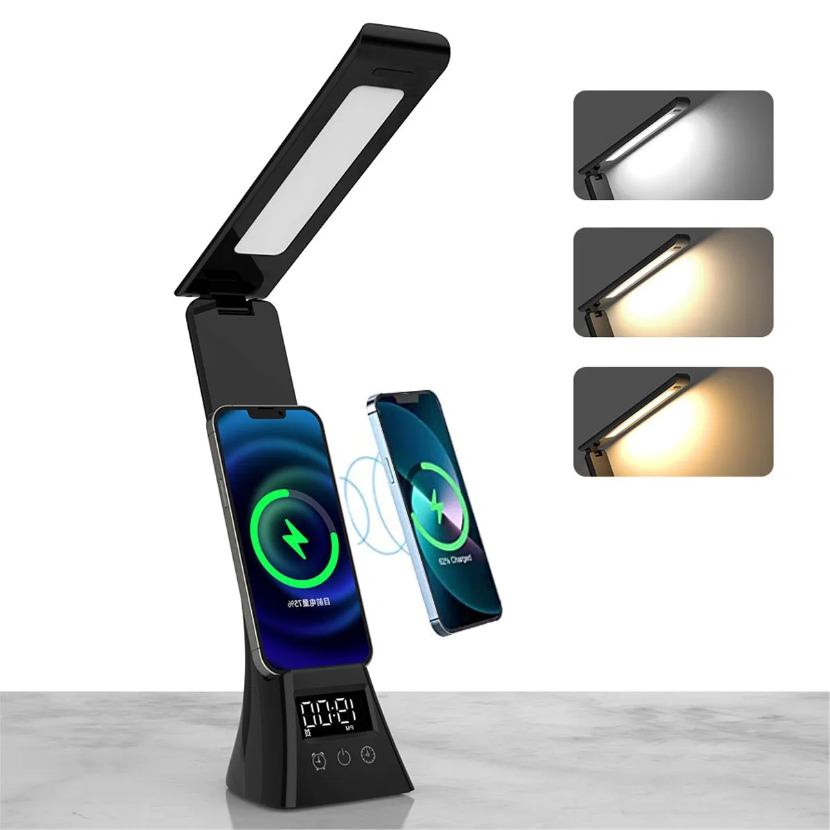 Foldable Smart LED Desk Lamp with Wireless Charger Digital C 5
