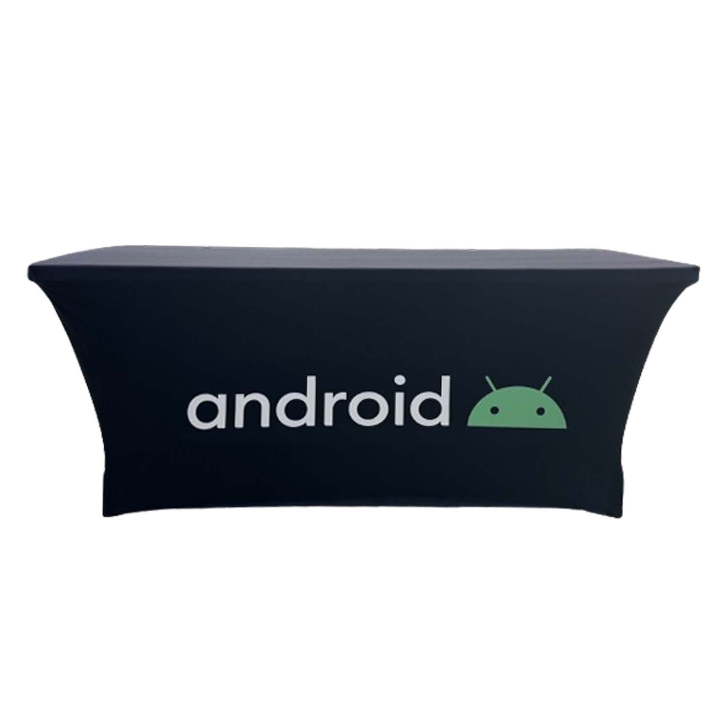 48 Hr Quick Ship - Sublimated Stretch Curved Fit Table Throw for 6ft table, 3 sided, Open Back 4