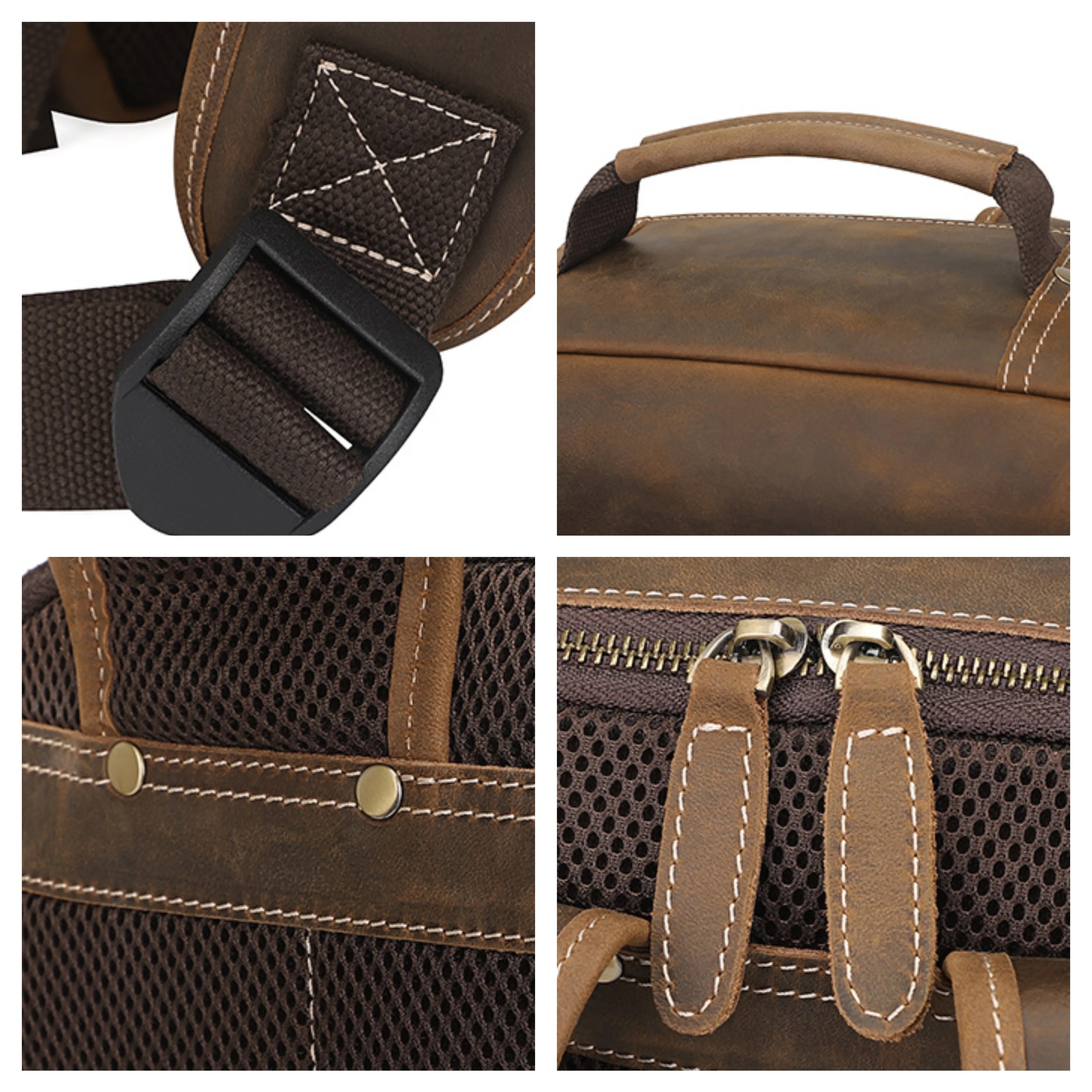 Custom 15 Inch Laptop Backpack Genuine Leather 5