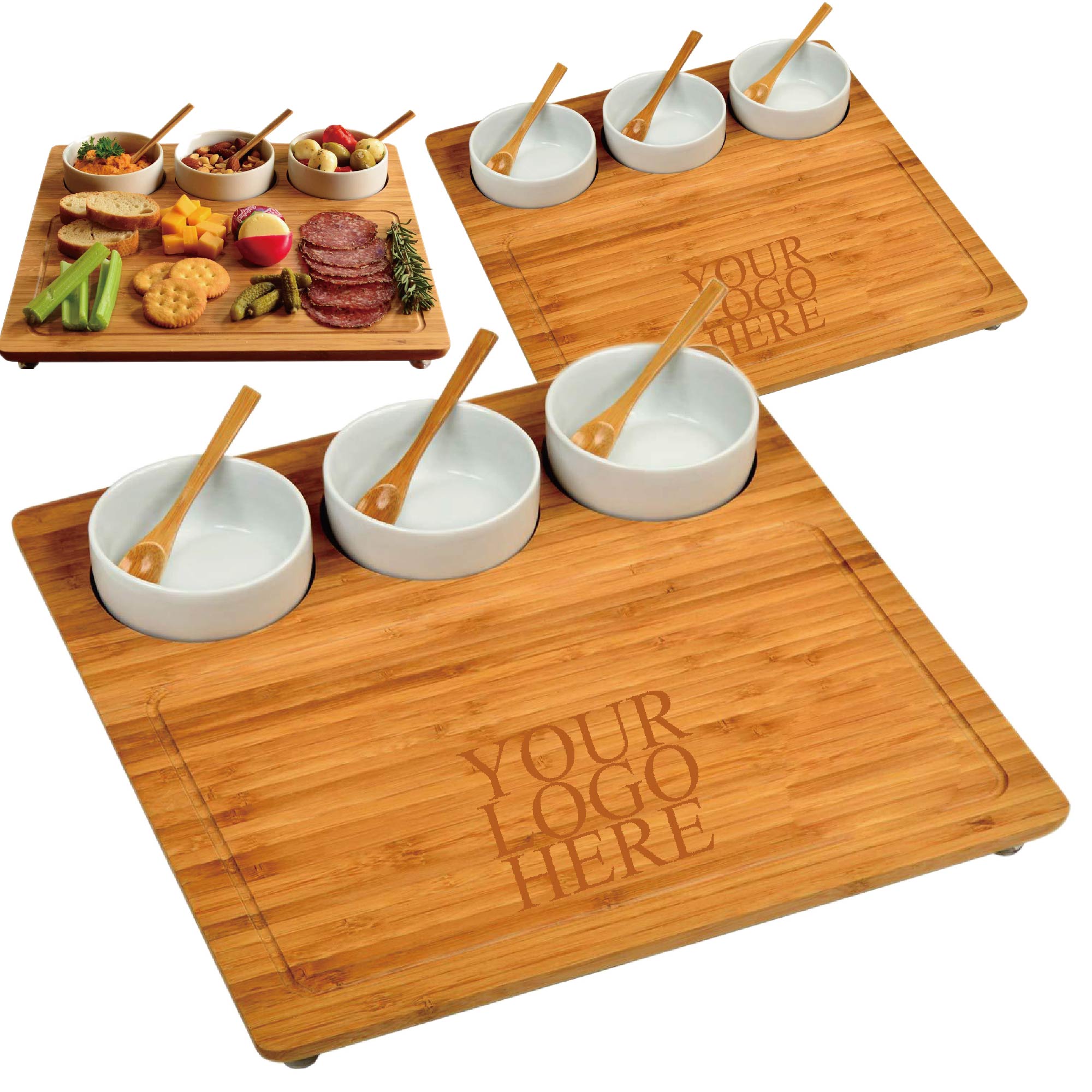 Bamboo Tray with Ceramic Bowl & Spoon 2