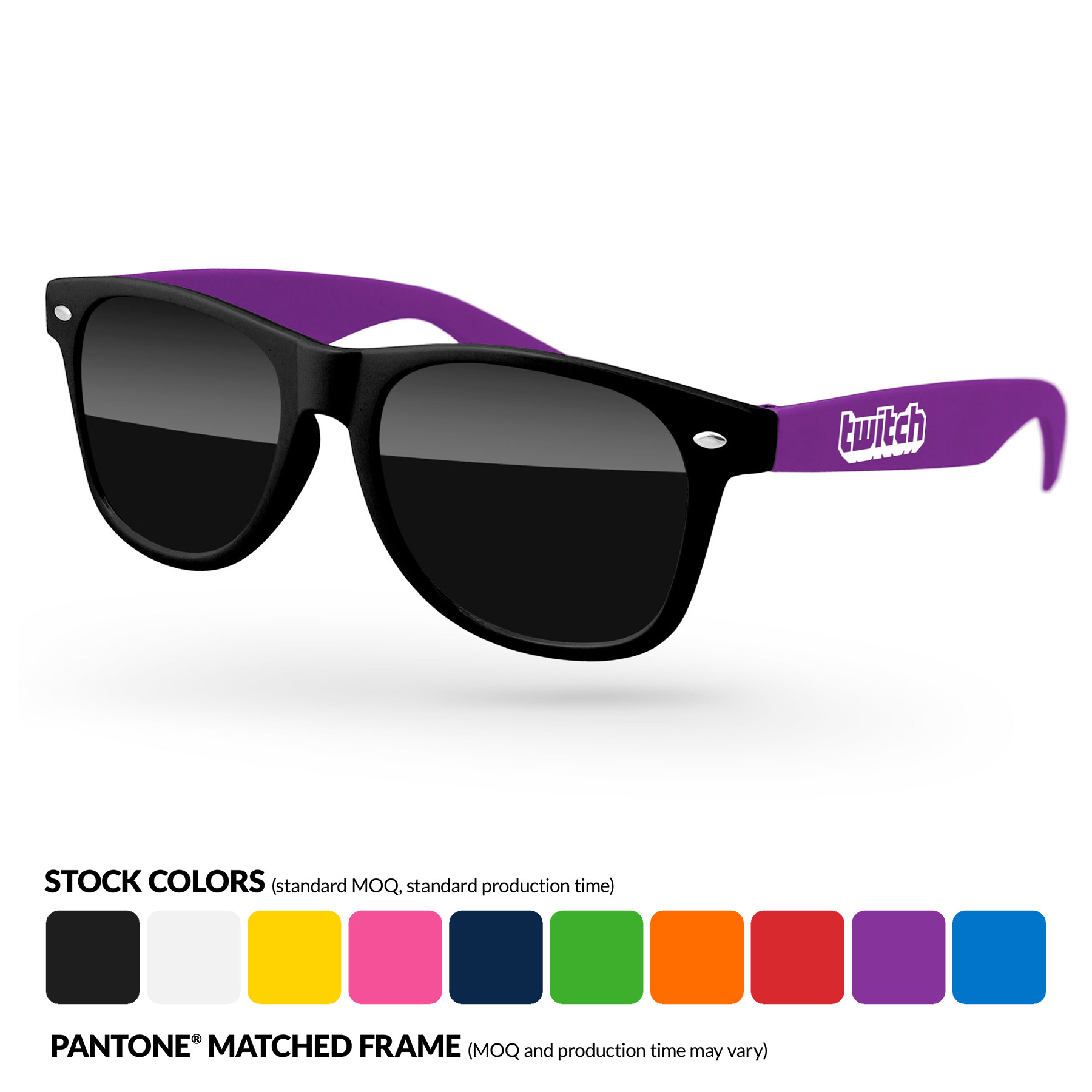 2-Tone Retro Sunglasses w/ 1-Color Temple Imprint 3