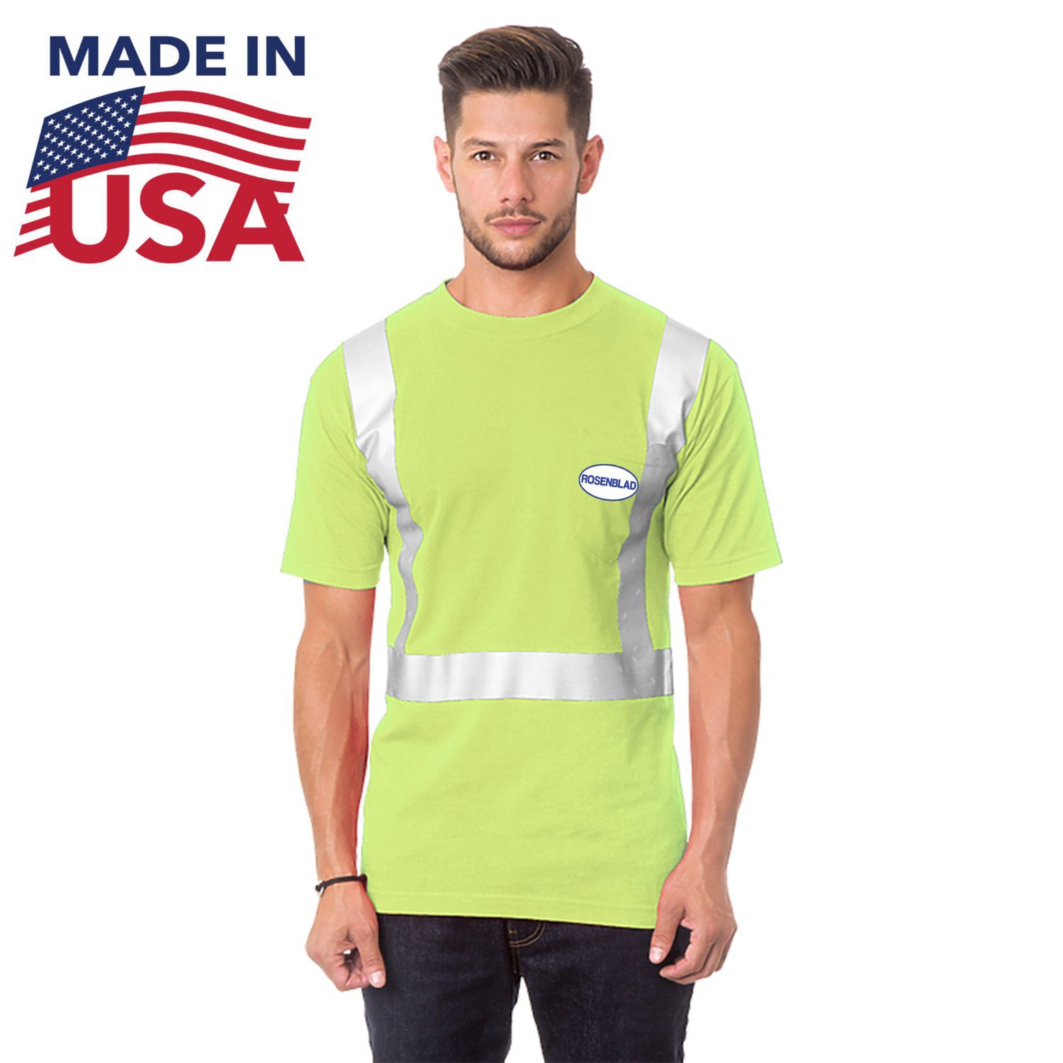USA-Made 100% Cotton Class 2 Safety T-Shirt with Pocket 2