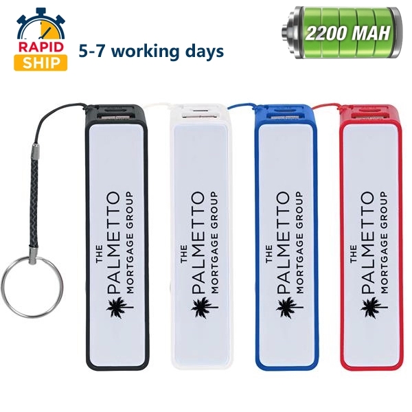 Quick Ship Plastic Power Bank w/ Key Ring - 2200 mAh 5