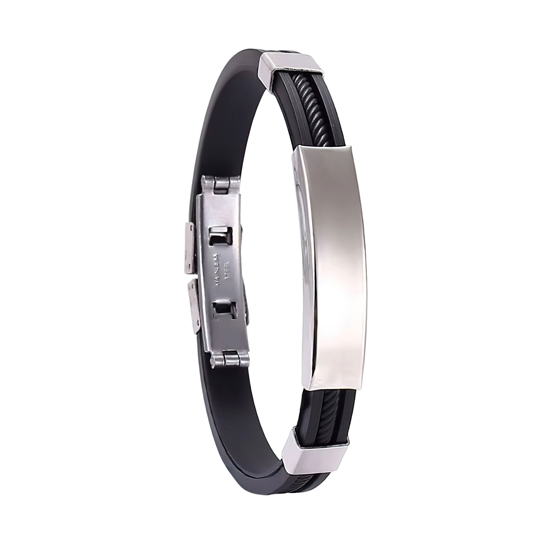 "8'' DIY Engraved Silicone Stainless Steel Bracelets " 6