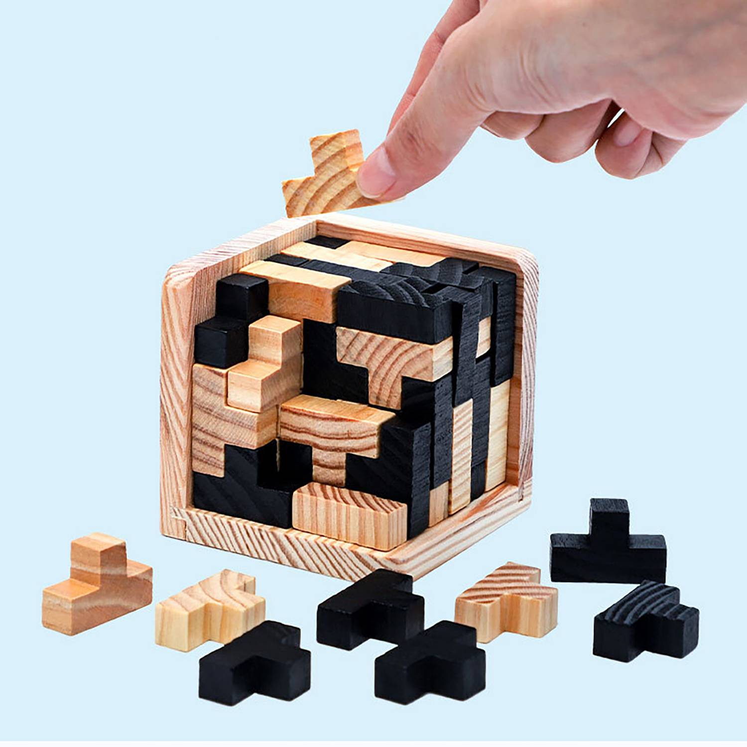 54pcs Fun Wooden Square Building Block Puzzle Toy 9